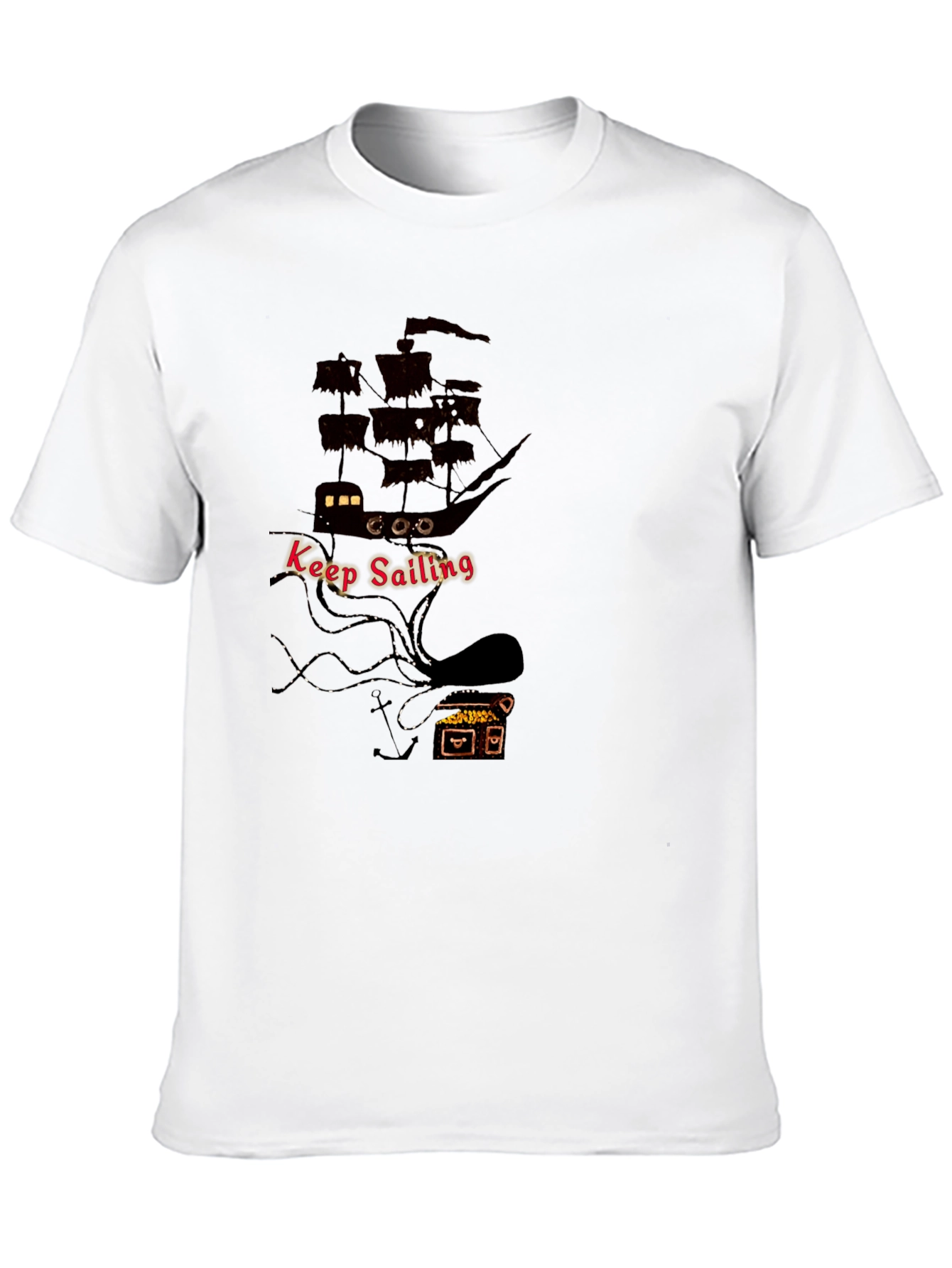 Keep Sailing Mens Black Graphic T-Shirt