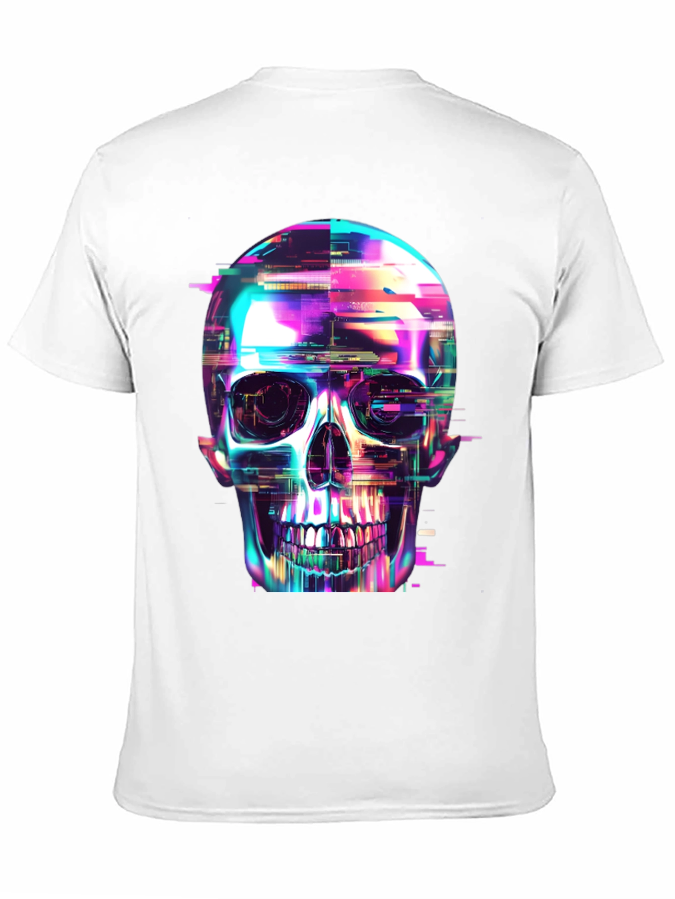 Cyberpunk Skull Graphic Tee - Black Cotton T-Shirt