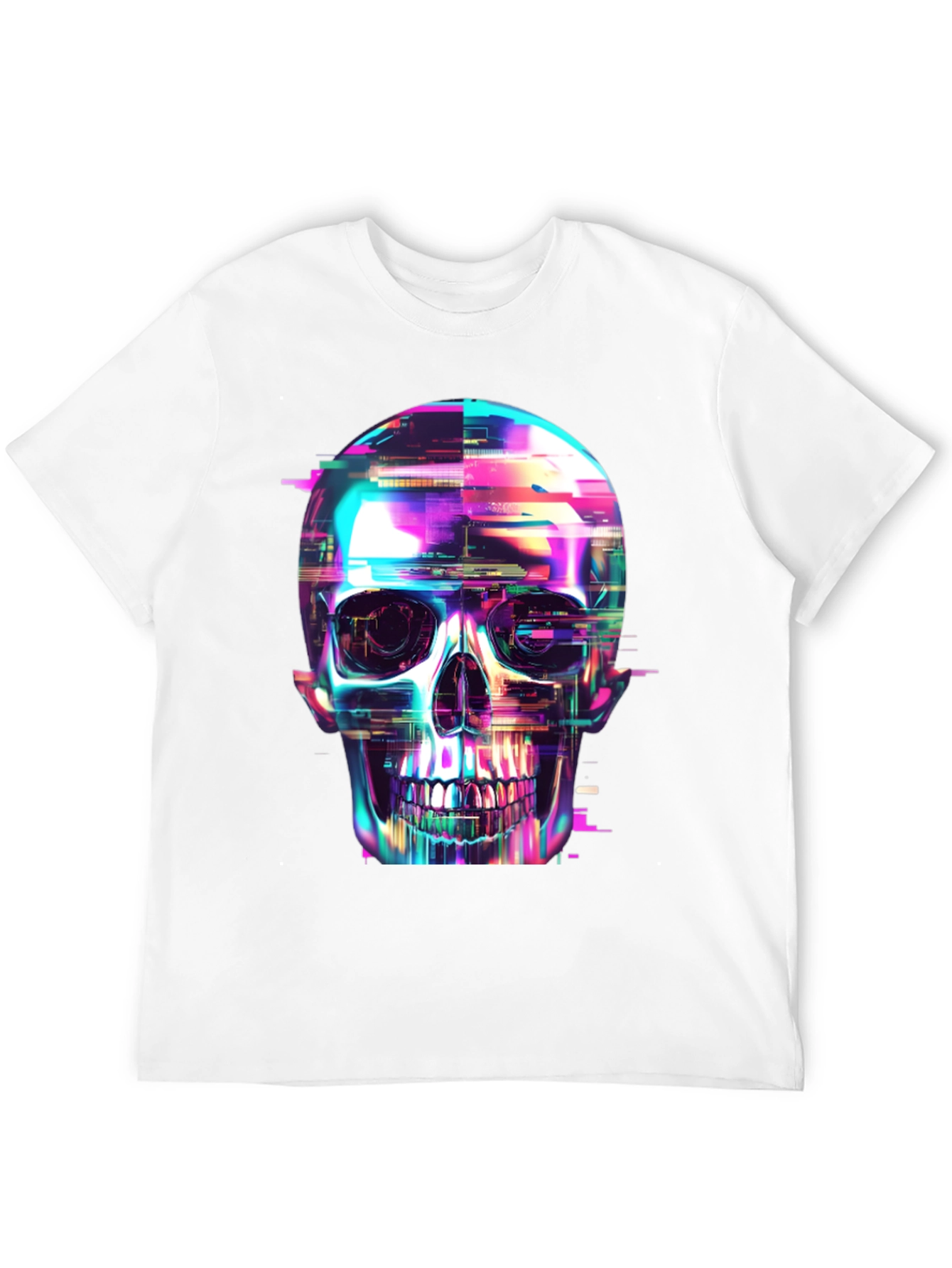 Cyberpunk Skull Graphic Tee - Black Cotton T-Shirt