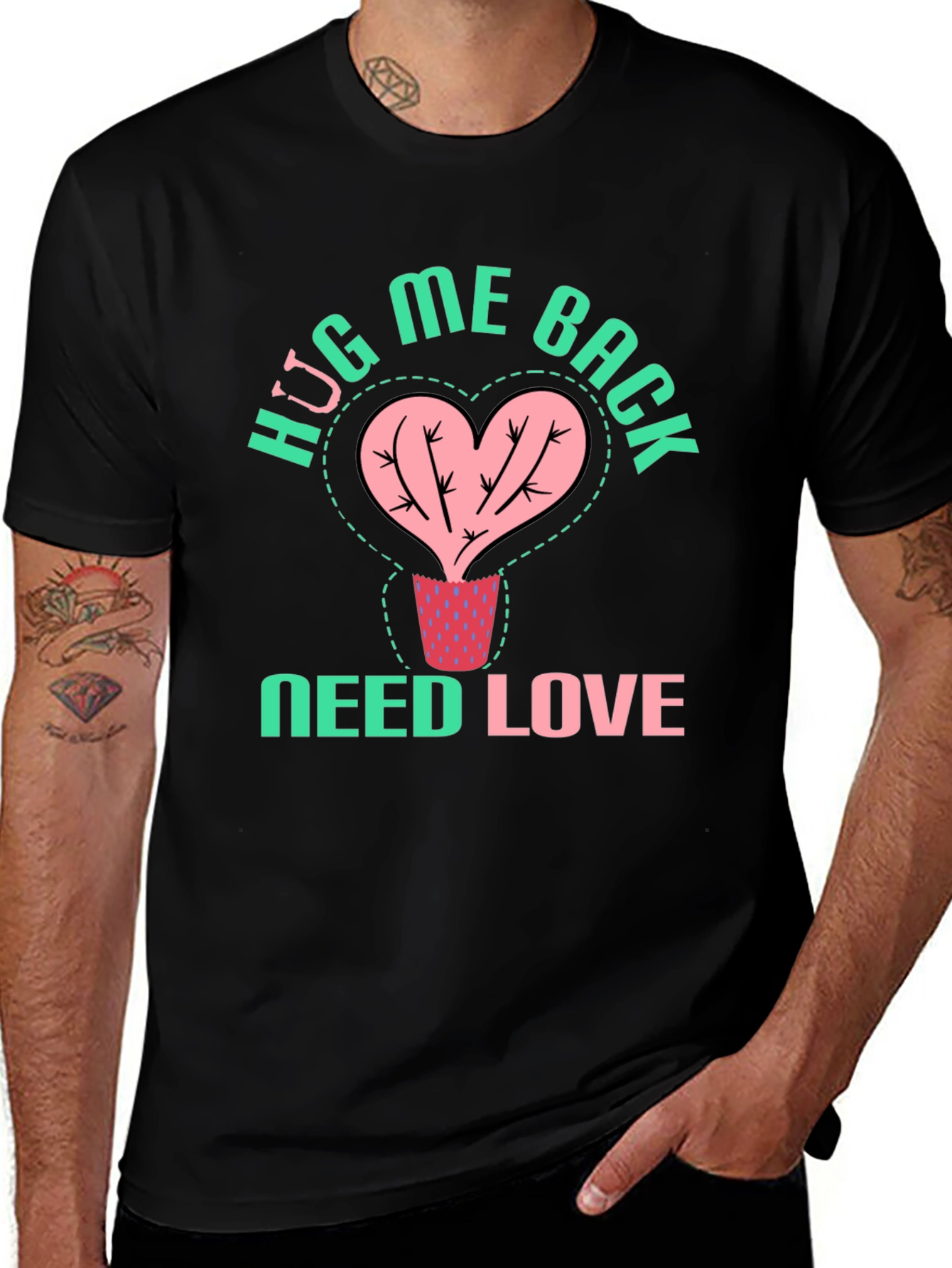 HUG ME BACK T-Shirt - Cactus Heart Design