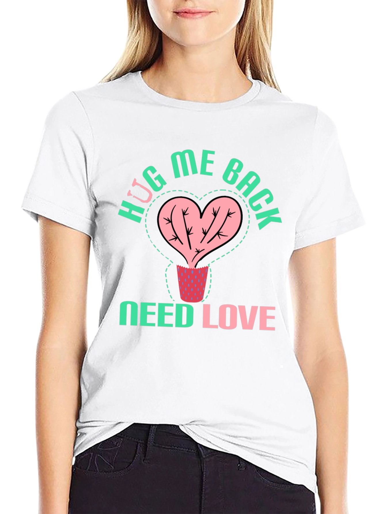 HUG ME BACK T-Shirt - Cactus Heart Design
