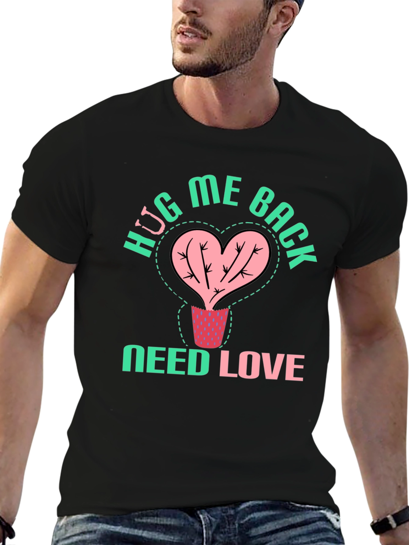 HUG ME BACK T-Shirt - Cactus Heart Design