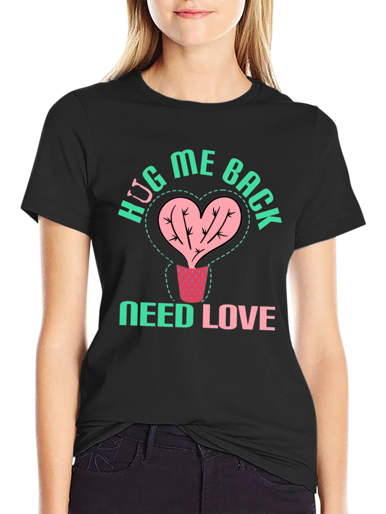 HUG ME BACK T-Shirt - Cactus Heart Design