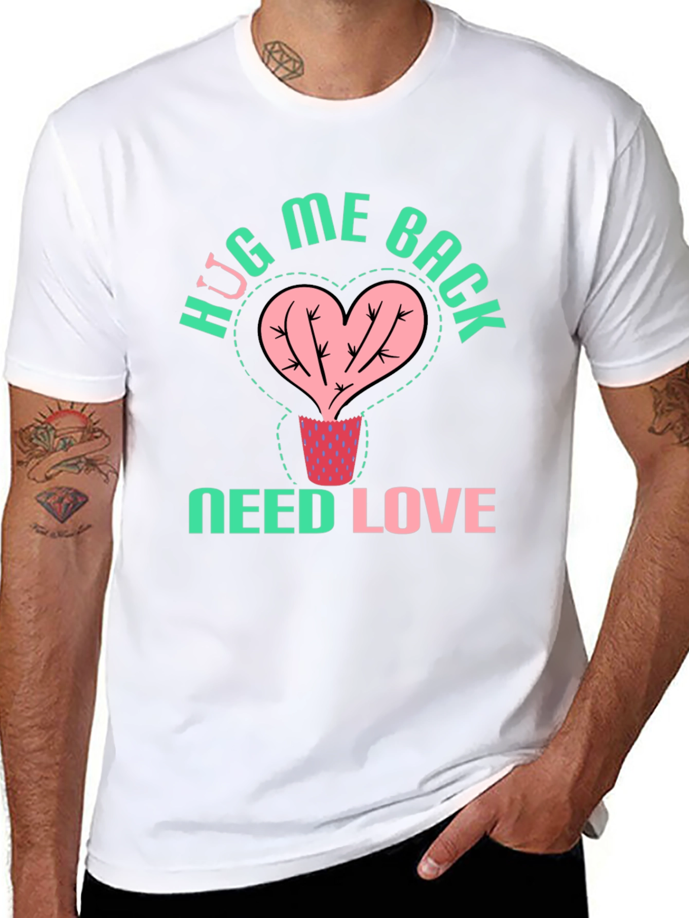 HUG ME BACK T-Shirt - Cactus Heart Design