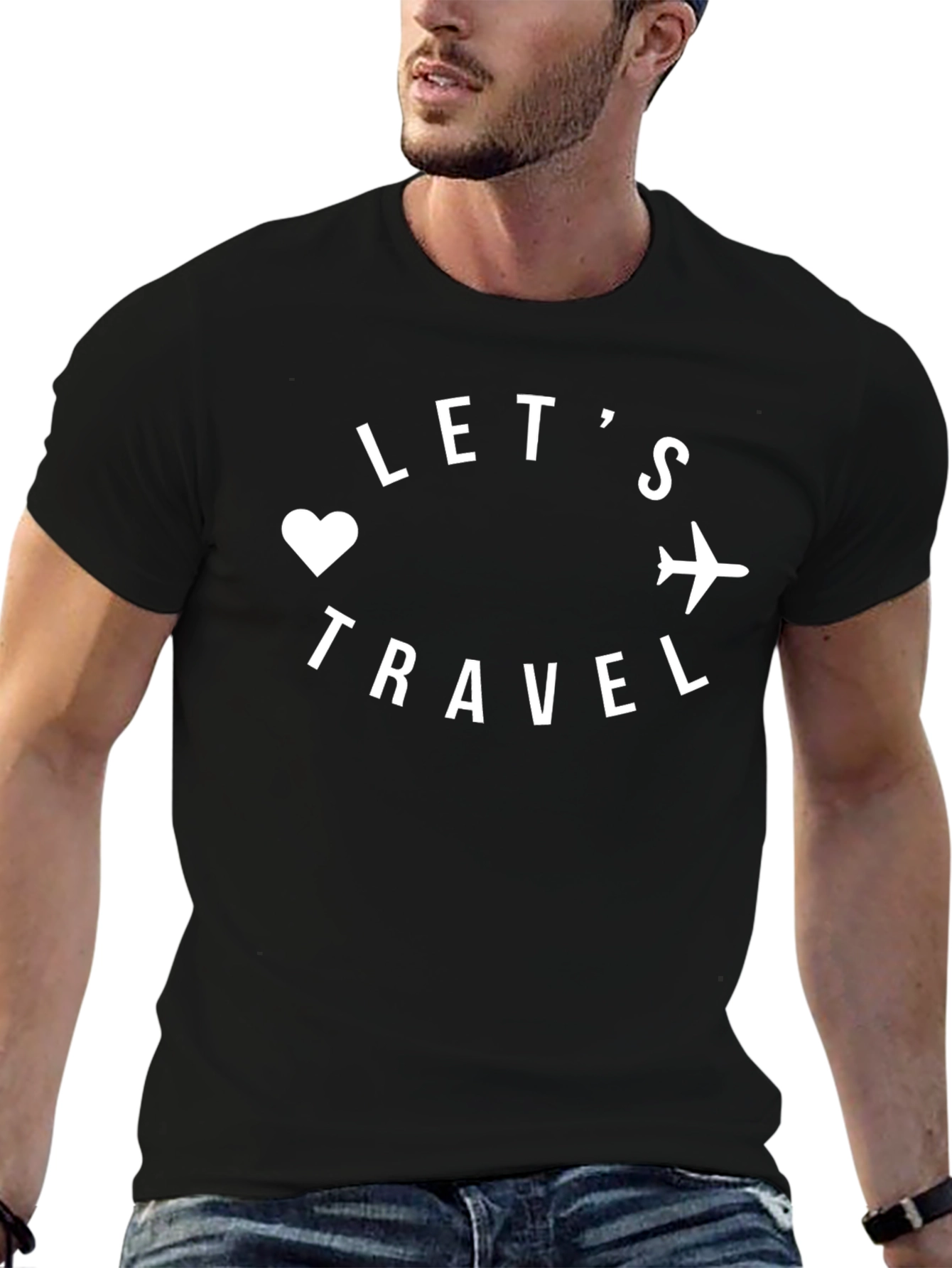 Lets Travel Graphic T-Shirt - Black
