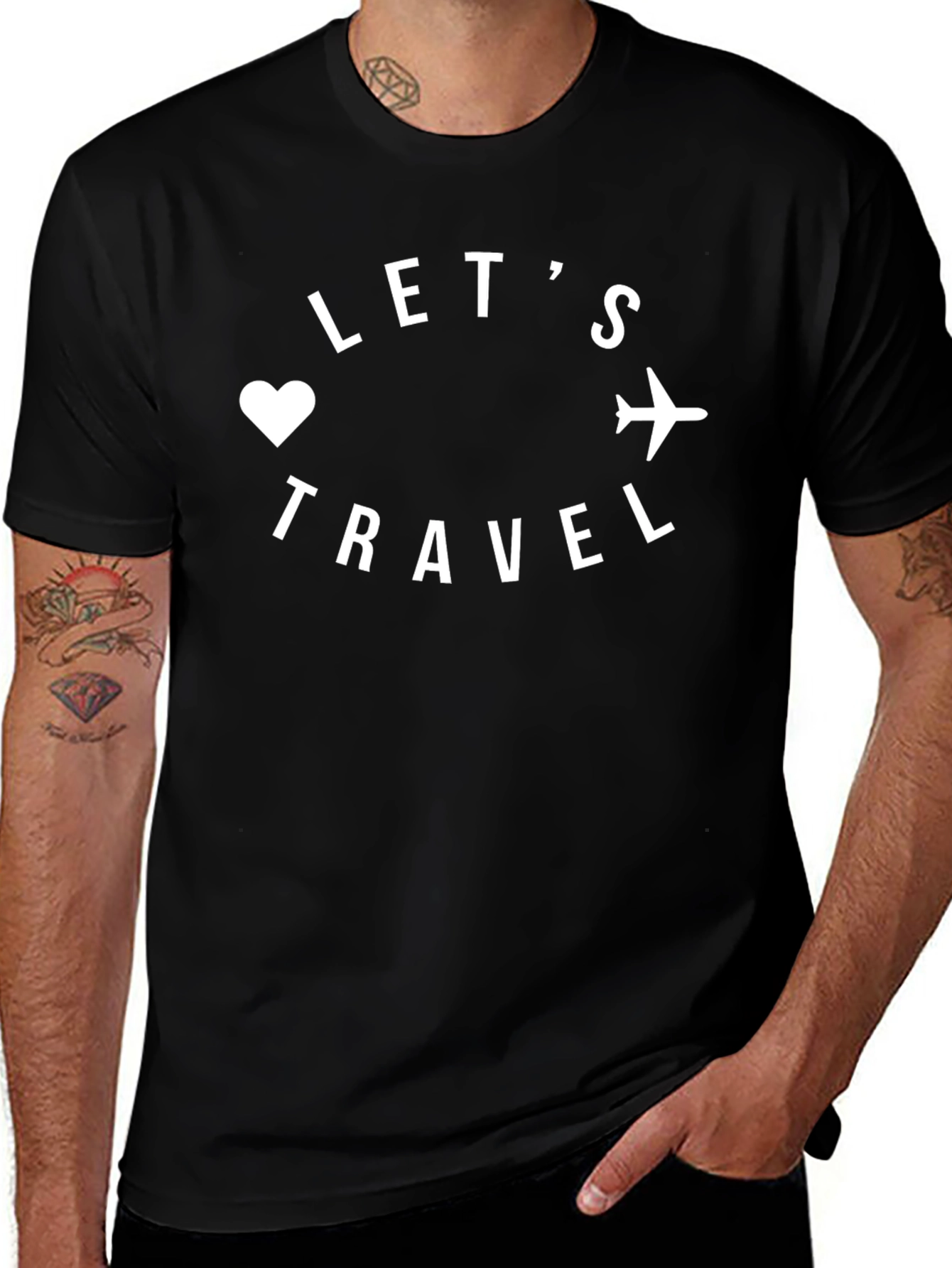 Lets Travel Graphic T-Shirt - Black
