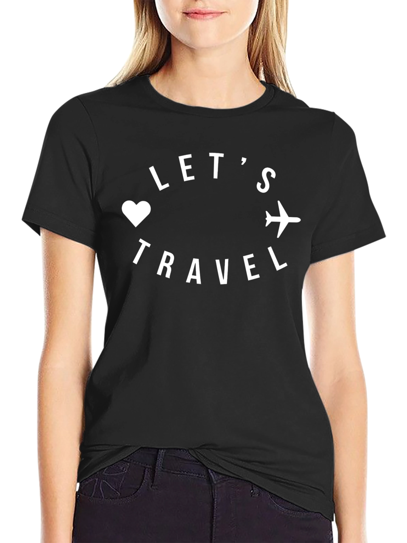 Lets Travel Graphic T-Shirt - Black