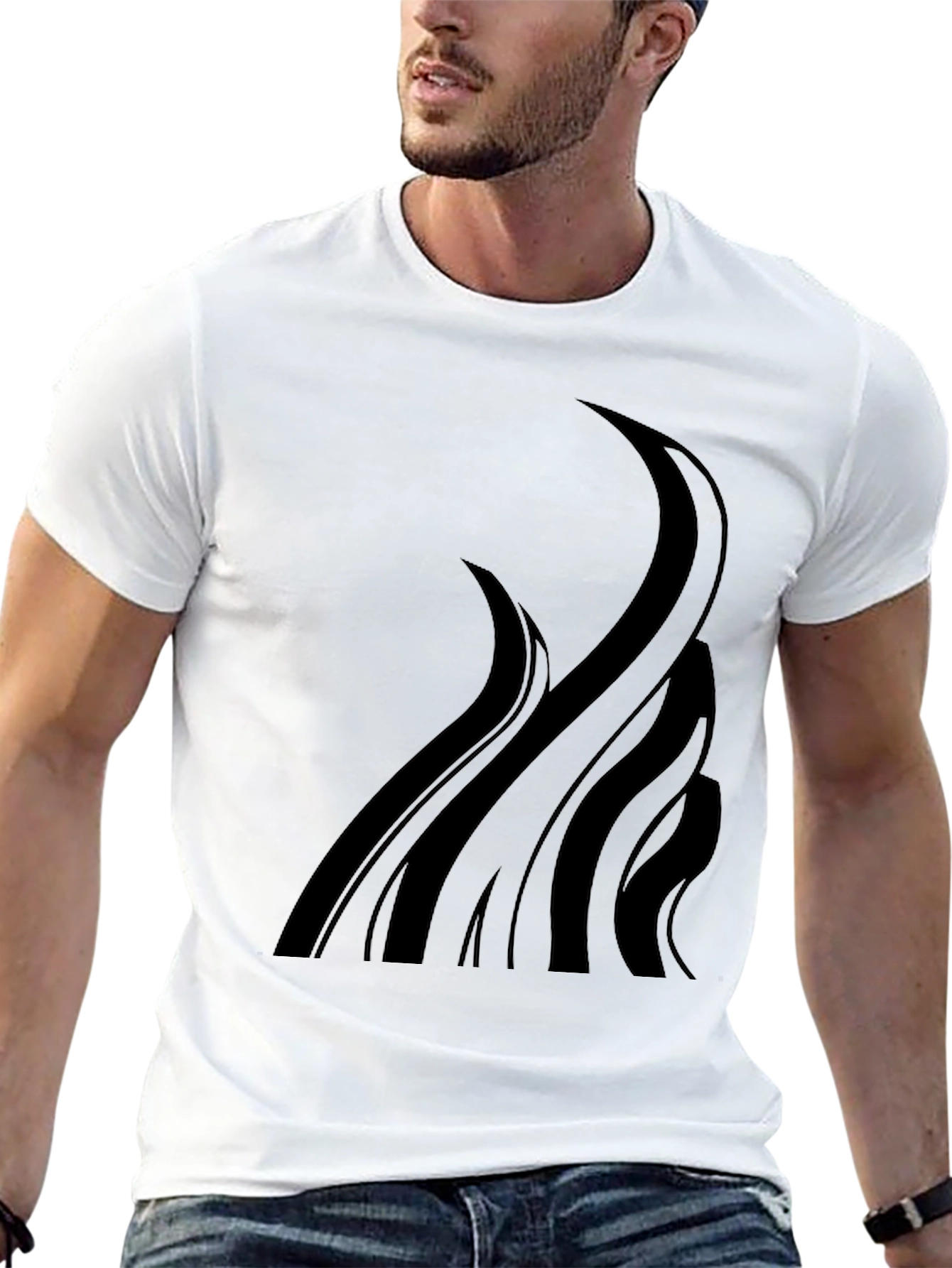 Black Graphic Tee - Abstract Tentacle Design