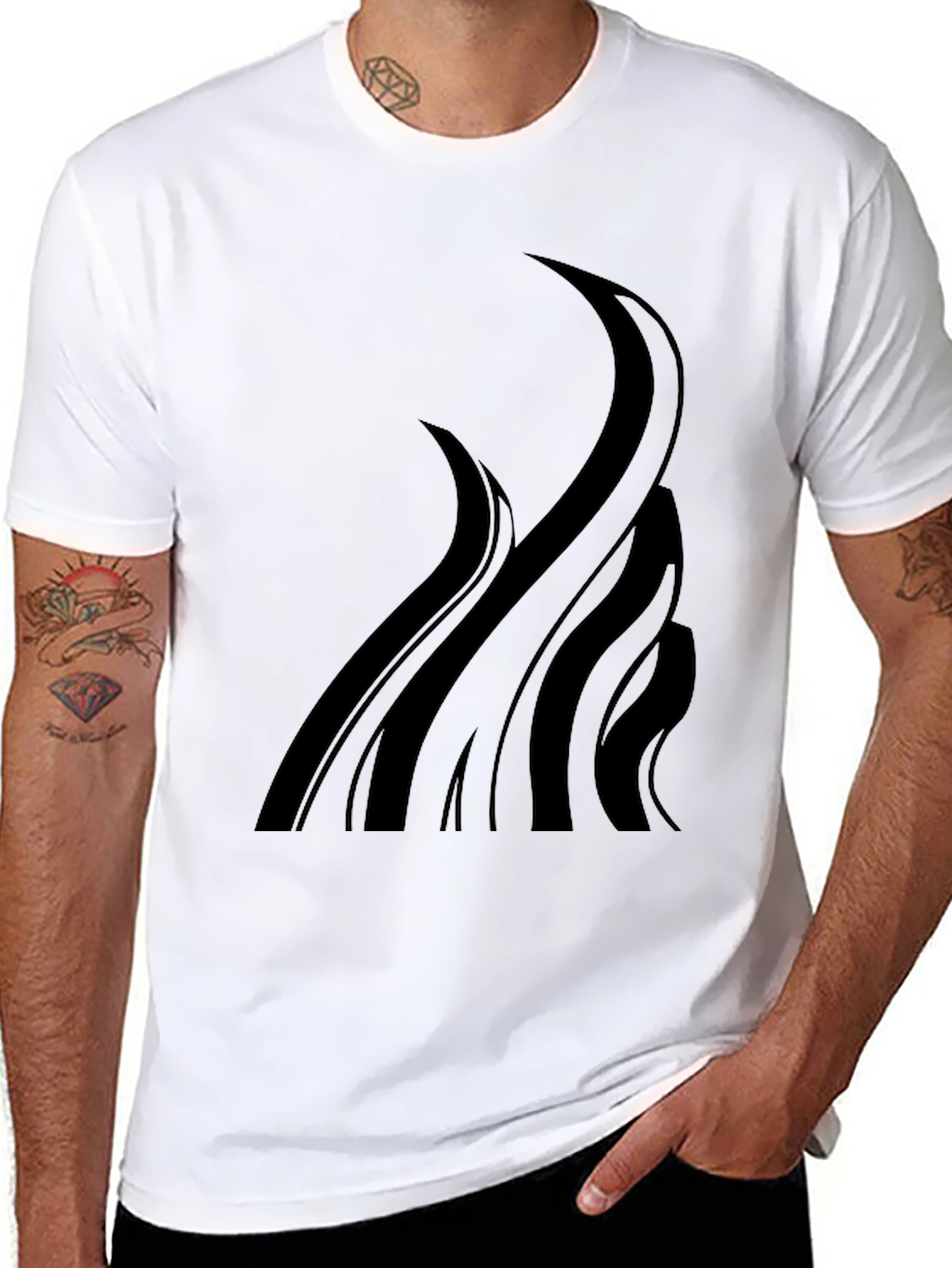 Black Graphic Tee - Abstract Tentacle Design
