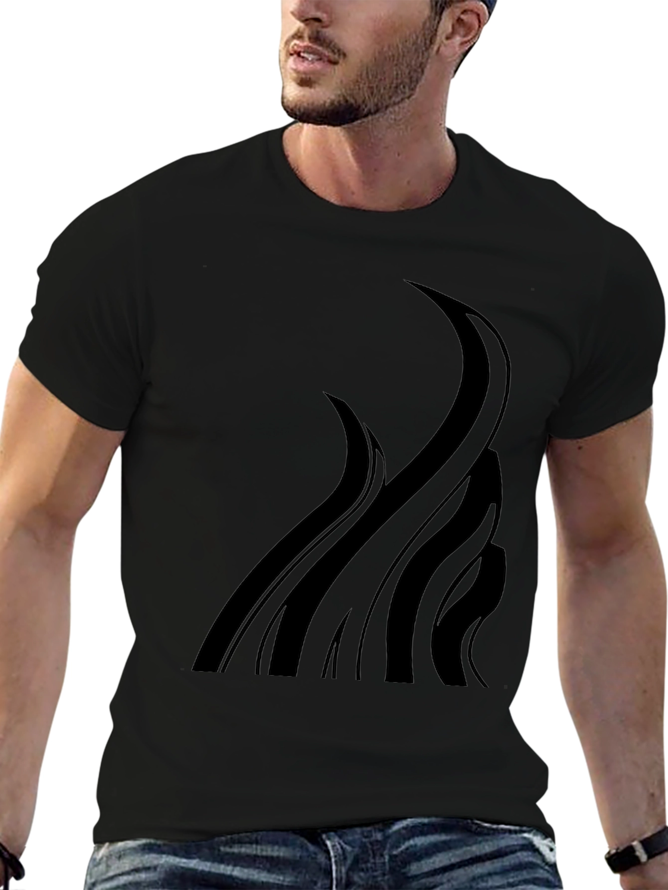Black Graphic Tee - Abstract Tentacle Design