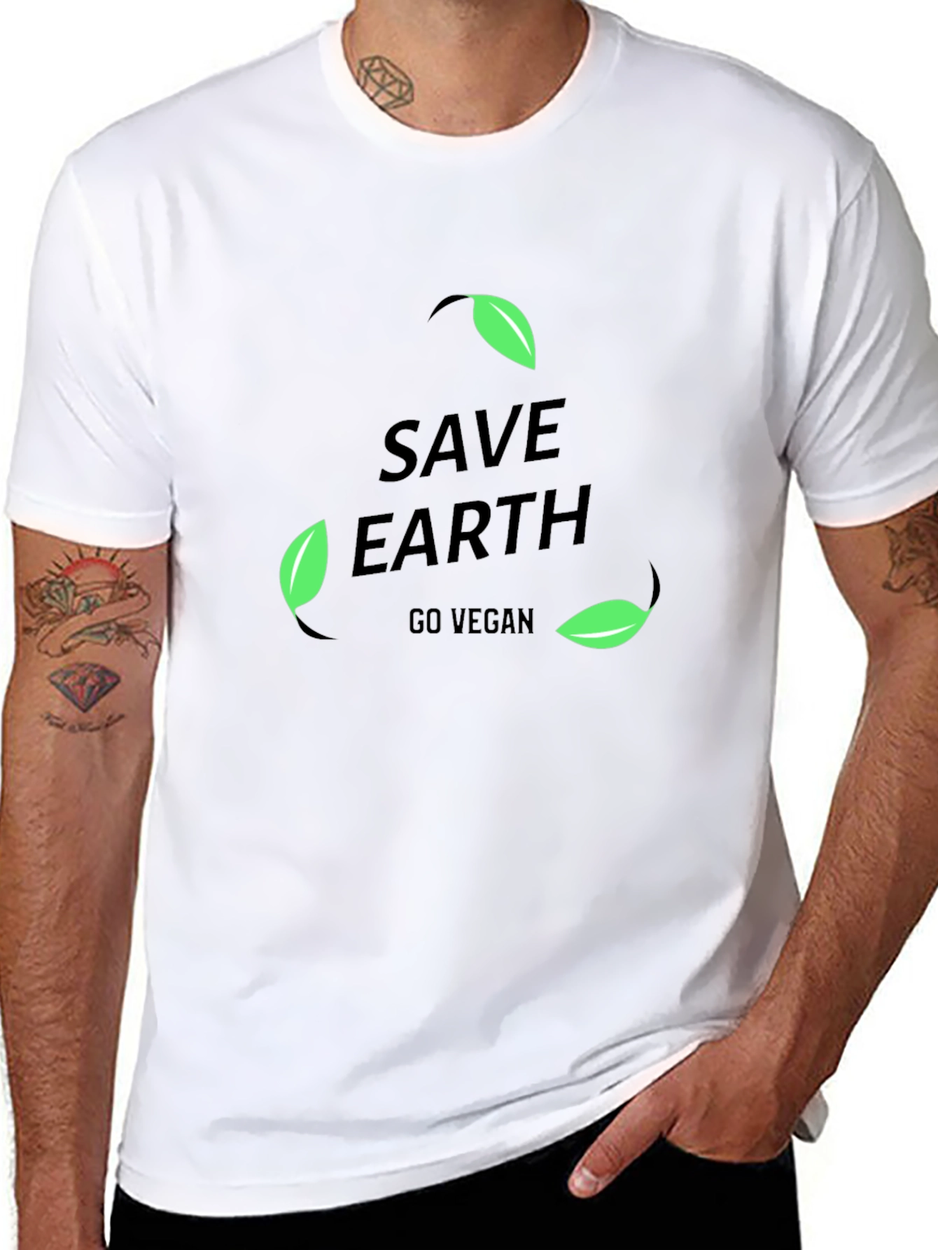 Save Earth Go Vegan Black T-Shirt