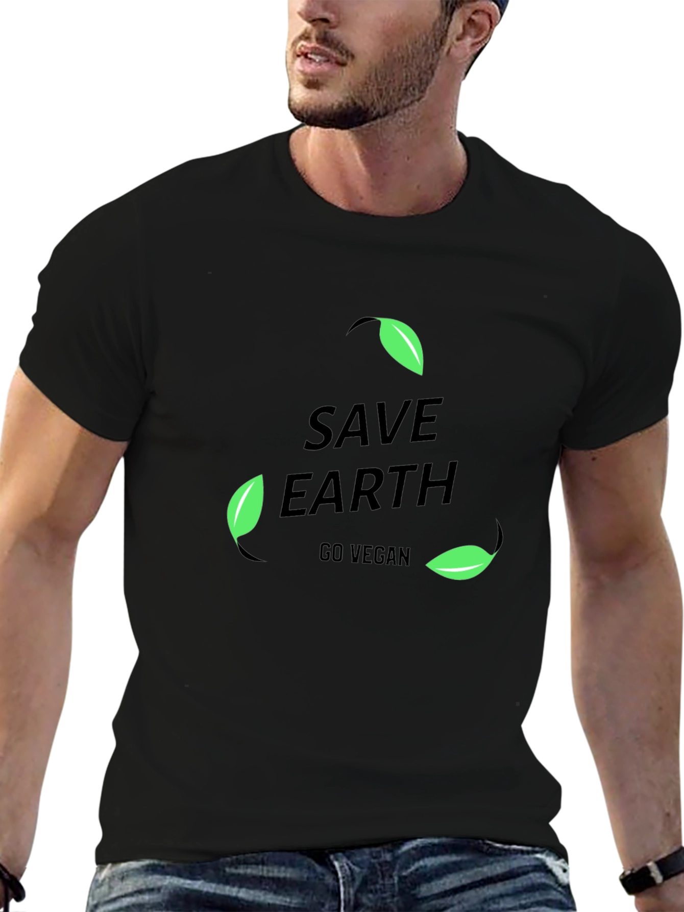 Save Earth Go Vegan Black T-Shirt