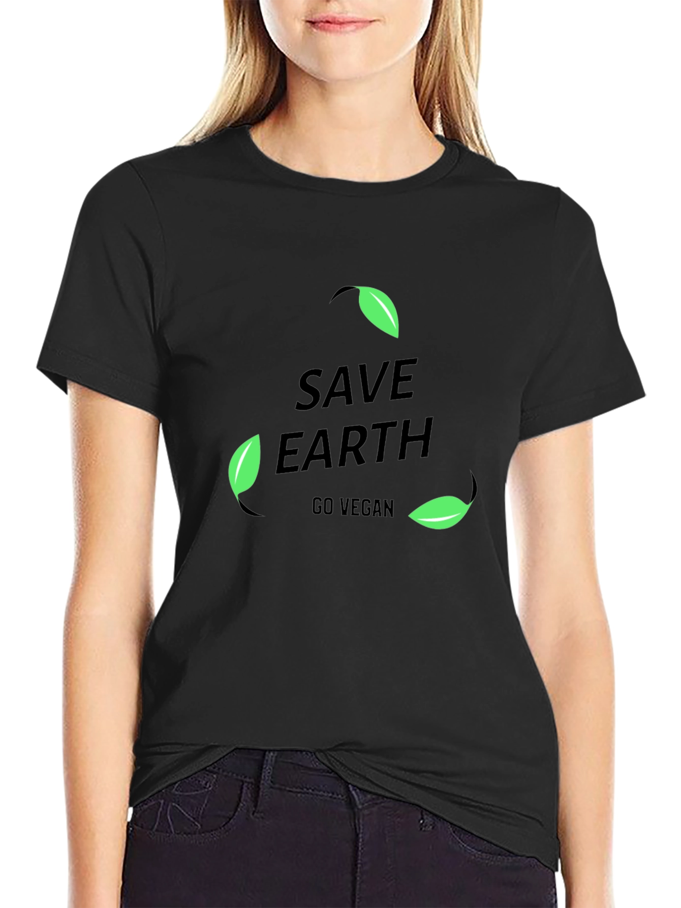 Save Earth Go Vegan Black T-Shirt