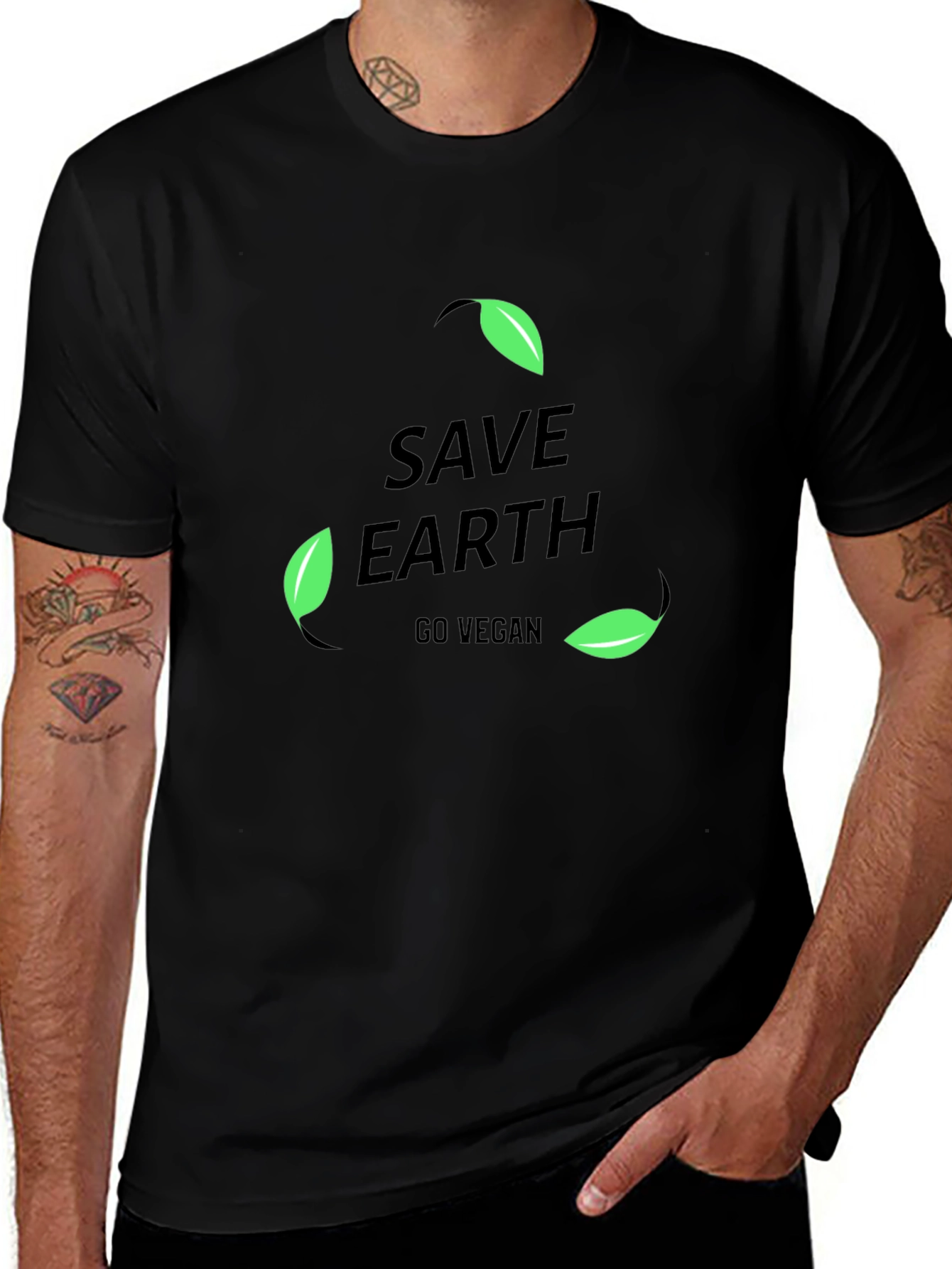 Save Earth Go Vegan Black T-Shirt