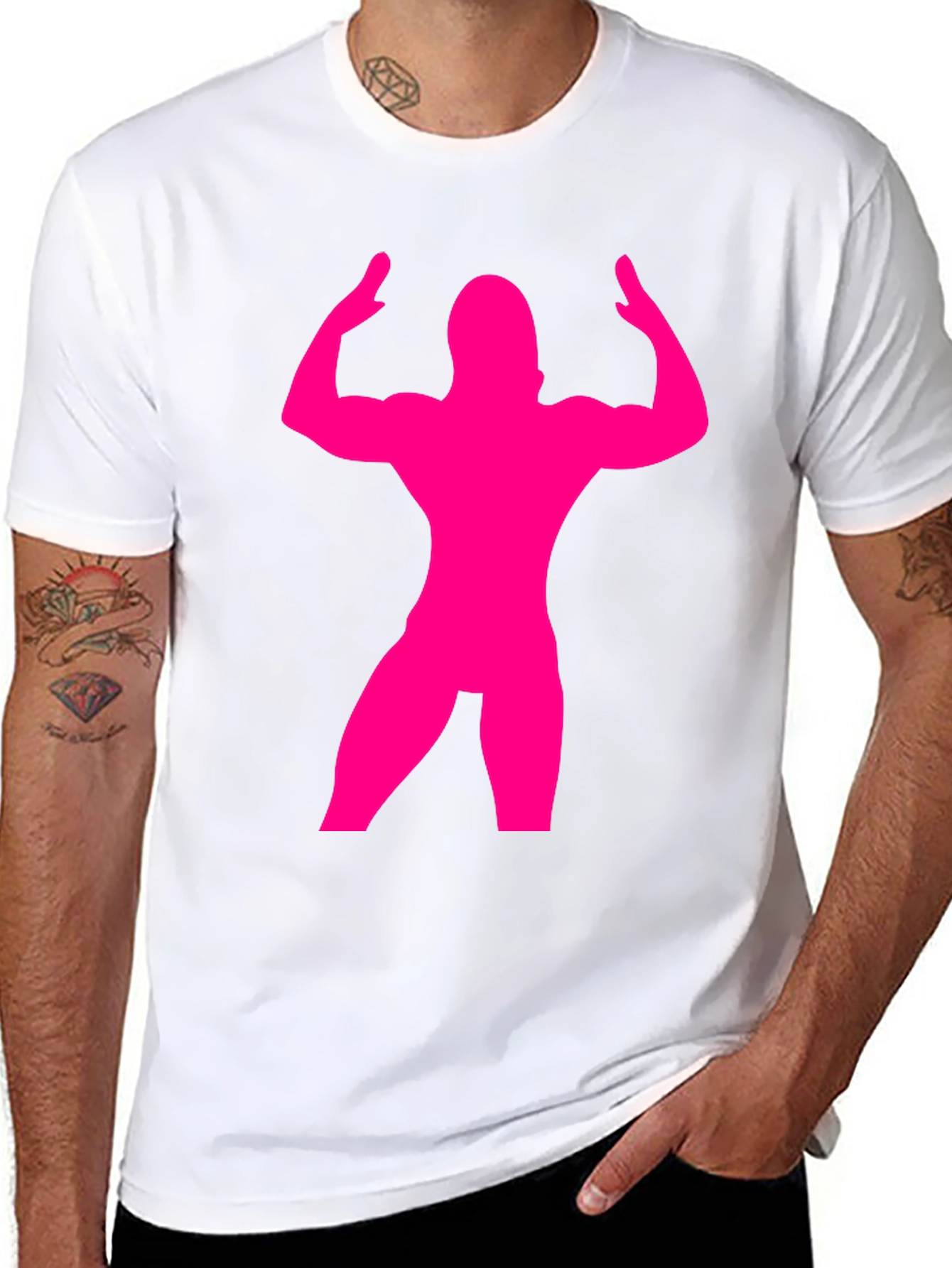 Muscle Man Silhouette T-Shirt - Bodybuilder Gym Tee