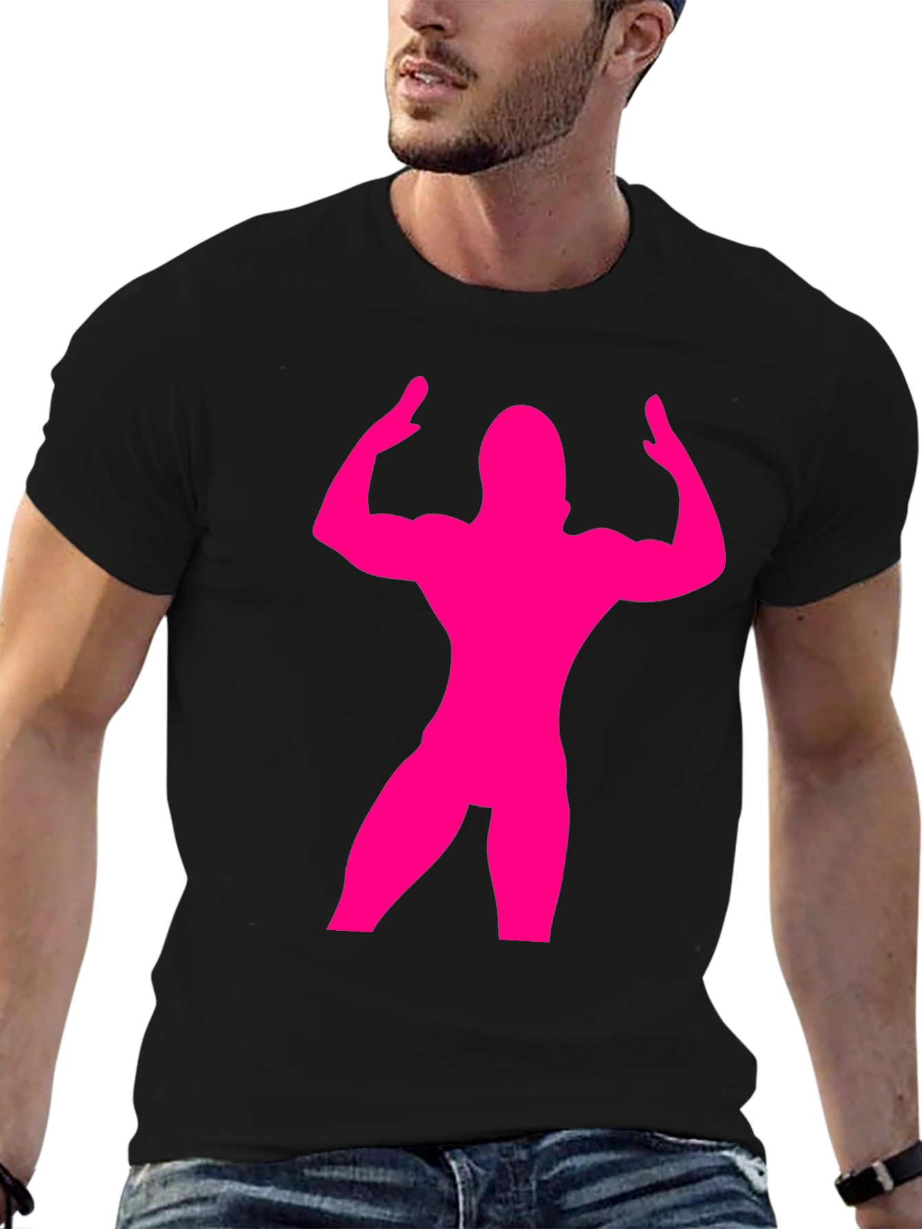 Muscle Man Silhouette T-Shirt - Bodybuilder Gym Tee
