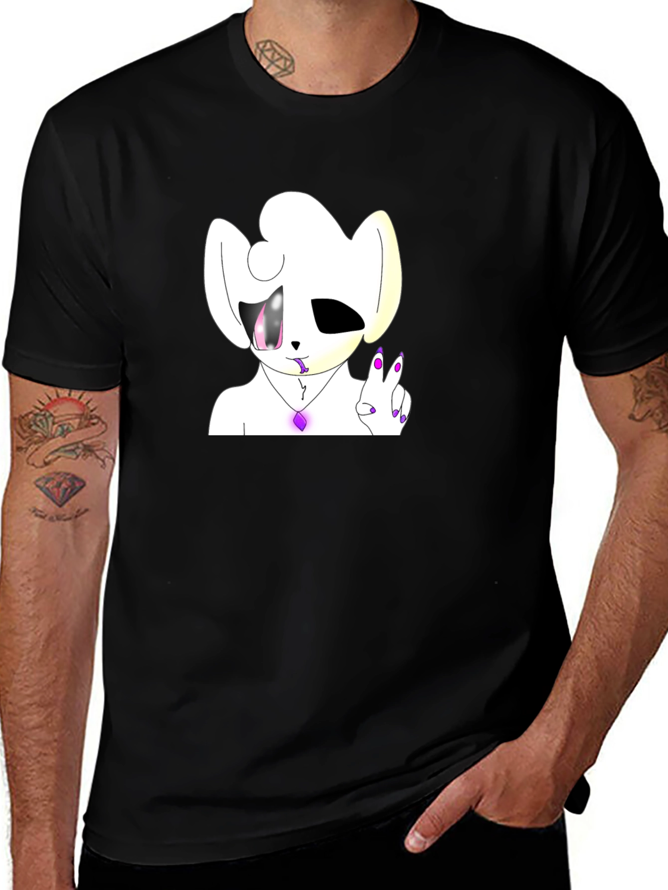 Unique Cartoon Graphic Black T-Shirt