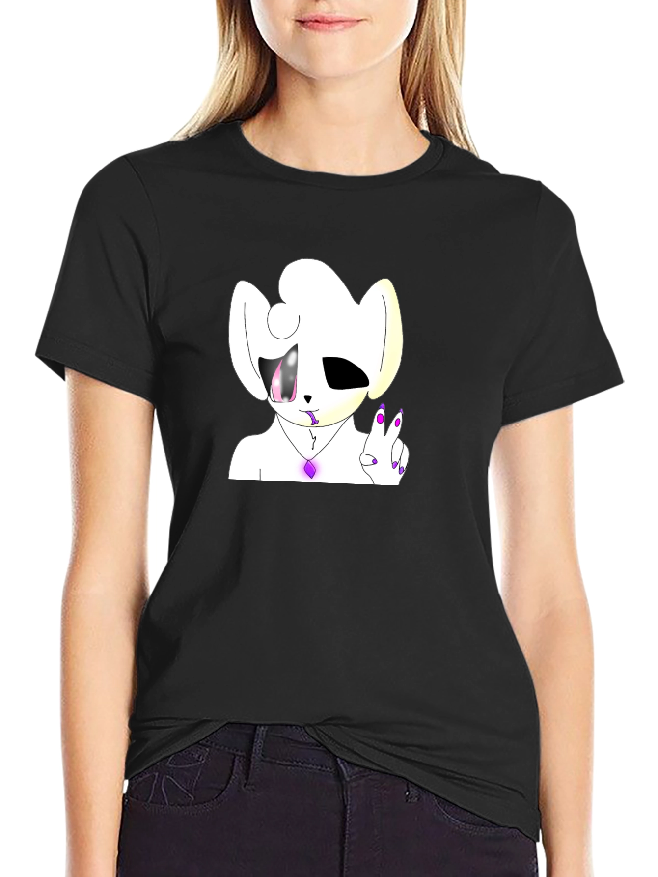 Unique Cartoon Graphic Black T-Shirt