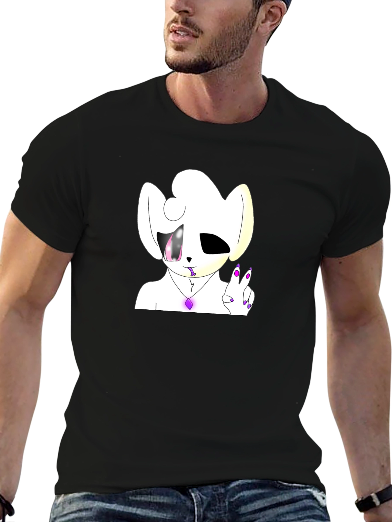 Unique Cartoon Graphic Black T-Shirt