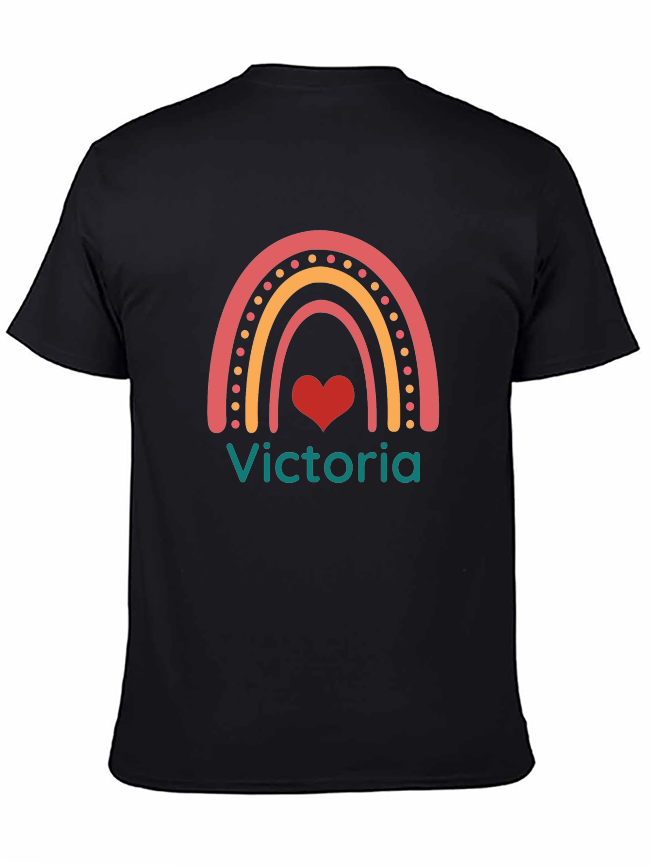 Victoria Rainbow Heart T-Shirt - Cute Personalized Tee