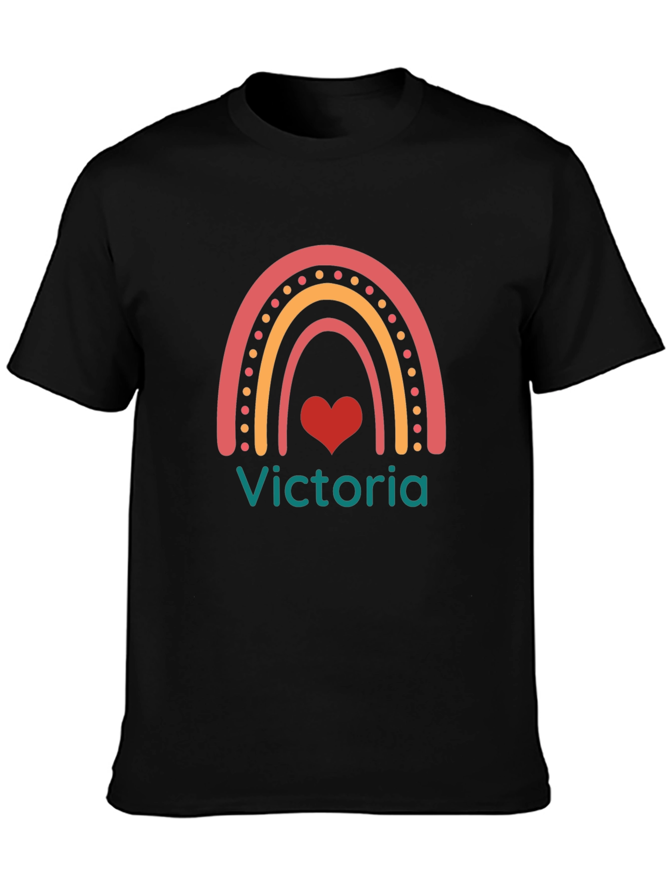 Victoria Rainbow Heart T-Shirt - Cute Personalized Tee