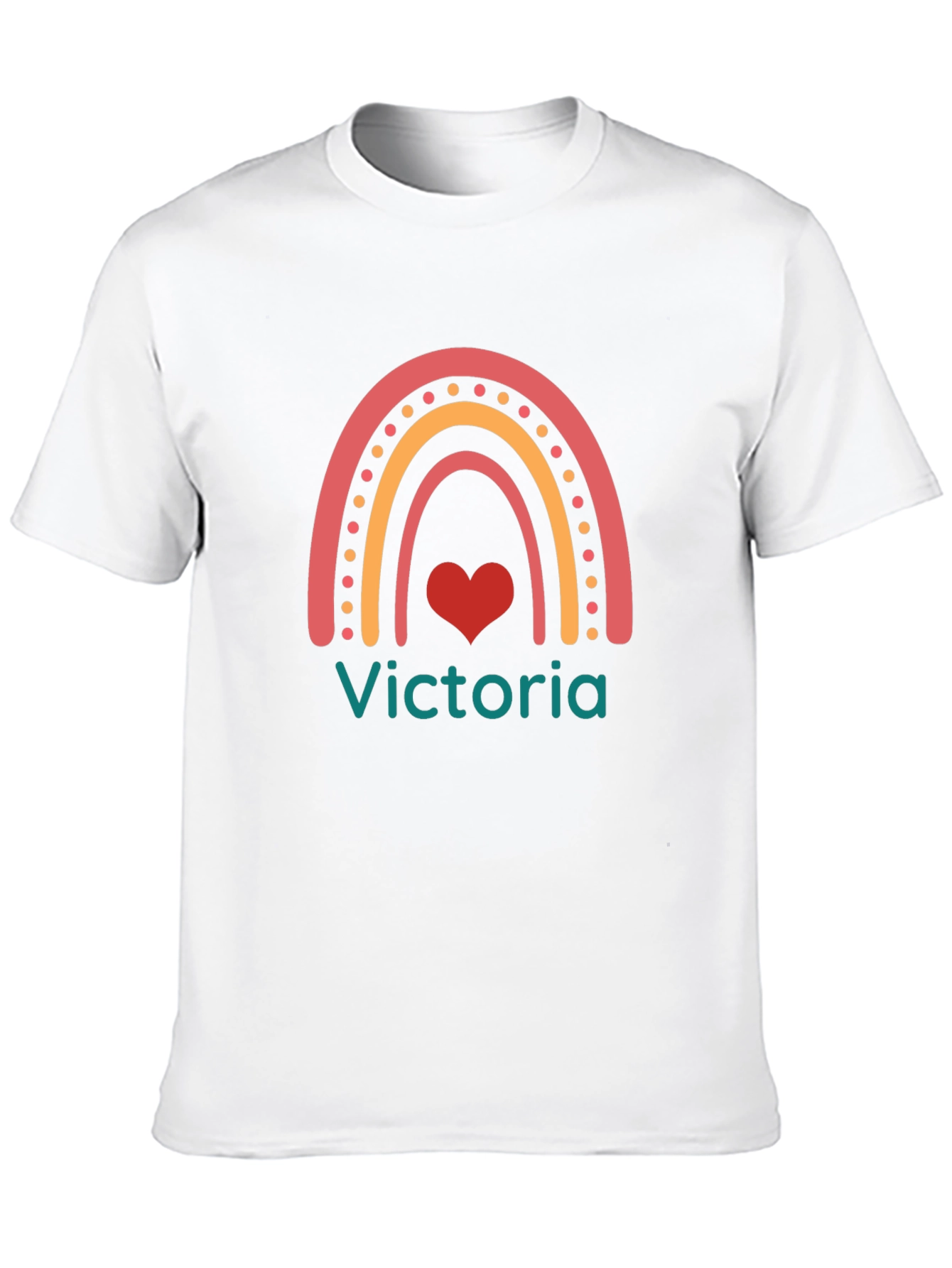 Victoria Rainbow Heart T-Shirt - Cute Personalized Tee