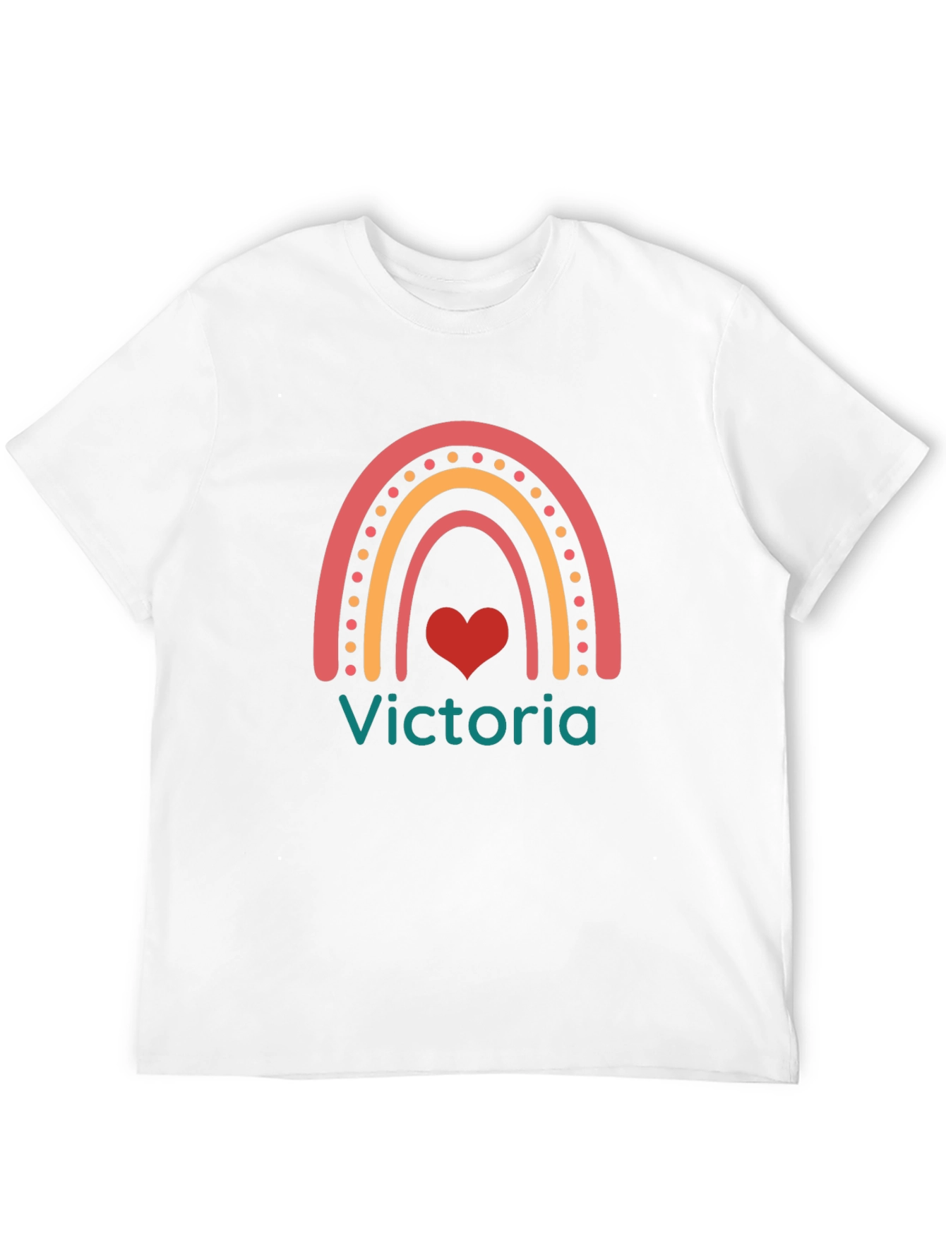 Victoria Rainbow Heart T-Shirt - Cute Personalized Tee