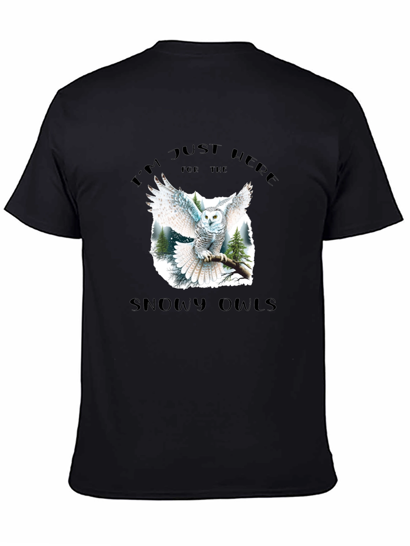 Snowy Owls Graphic Black T-Shirt