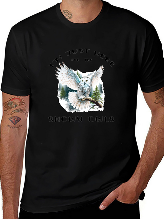 Snowy Owls Graphic Black T-Shirt