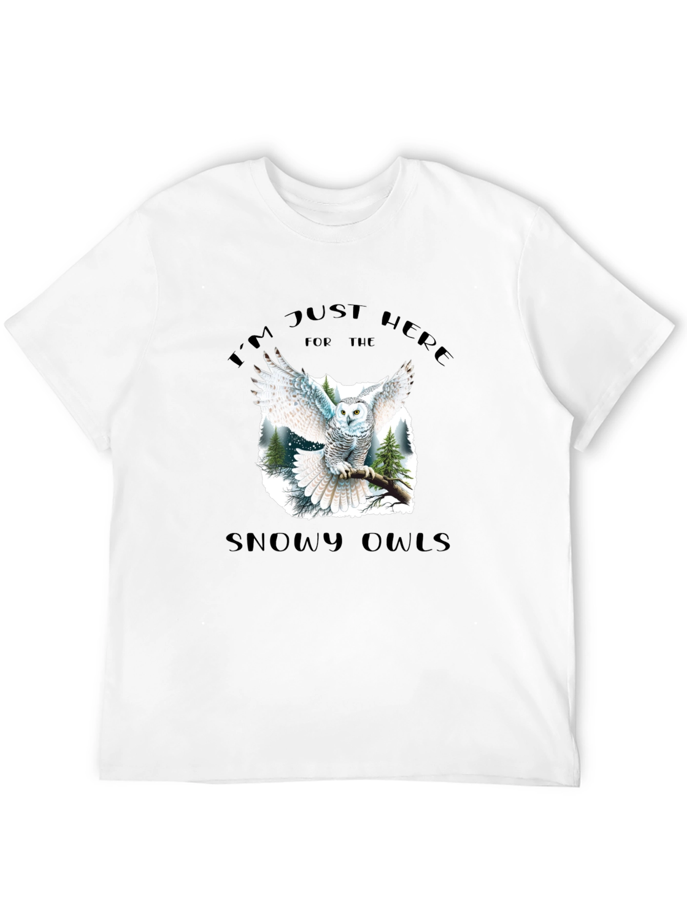Snowy Owls Graphic Black T-Shirt