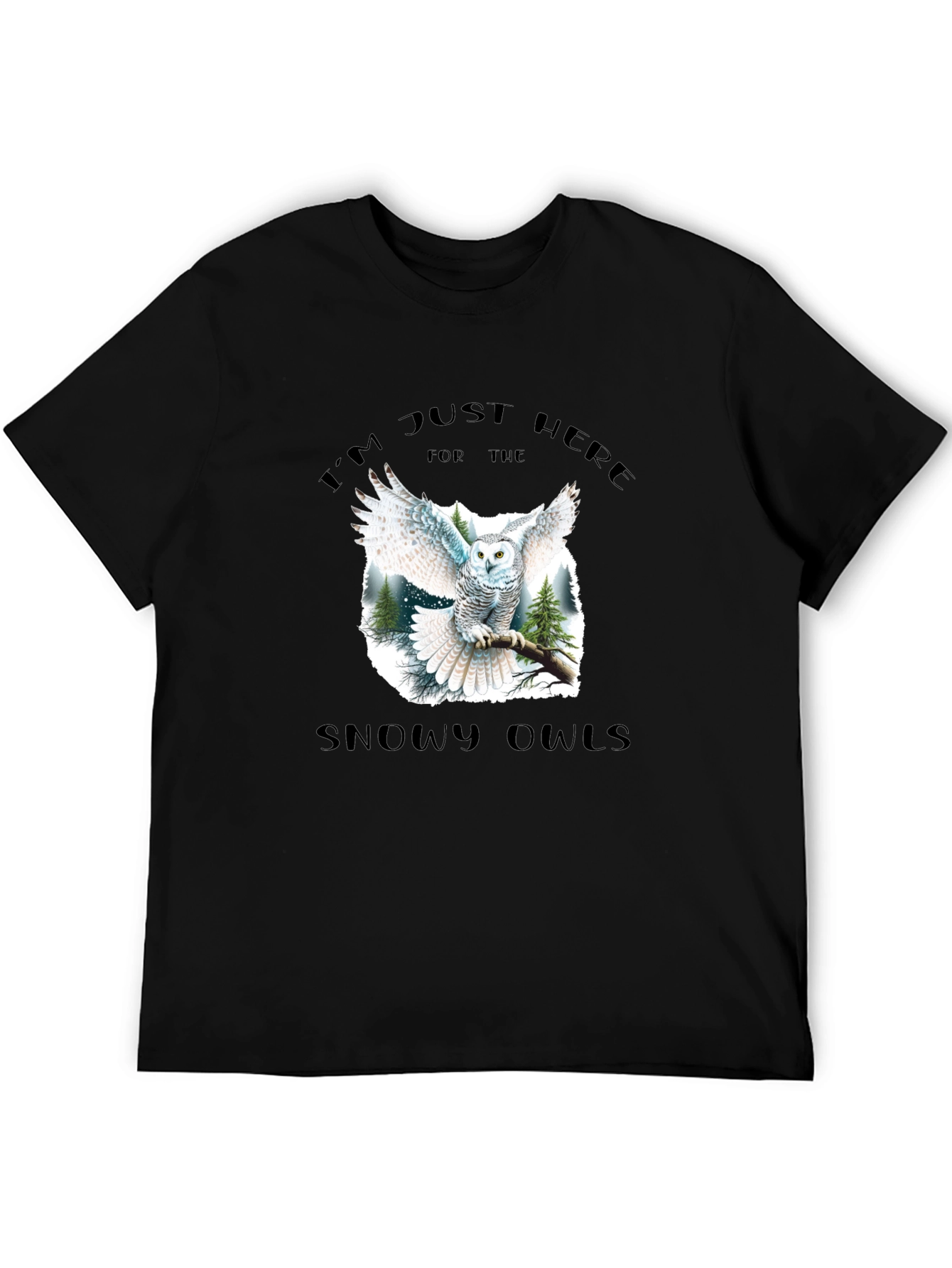 Snowy Owls Graphic Black T-Shirt