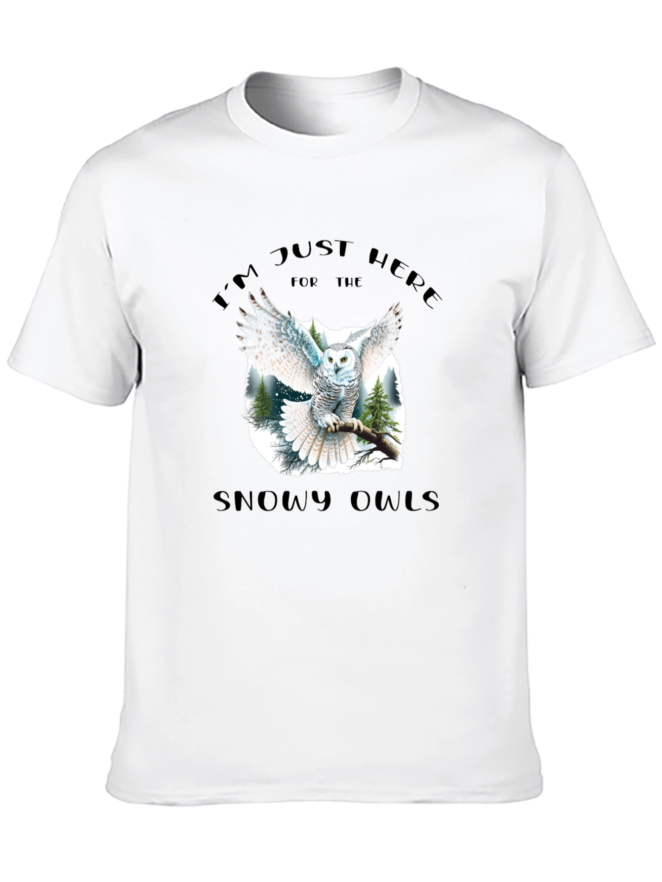 Snowy Owls Graphic Black T-Shirt