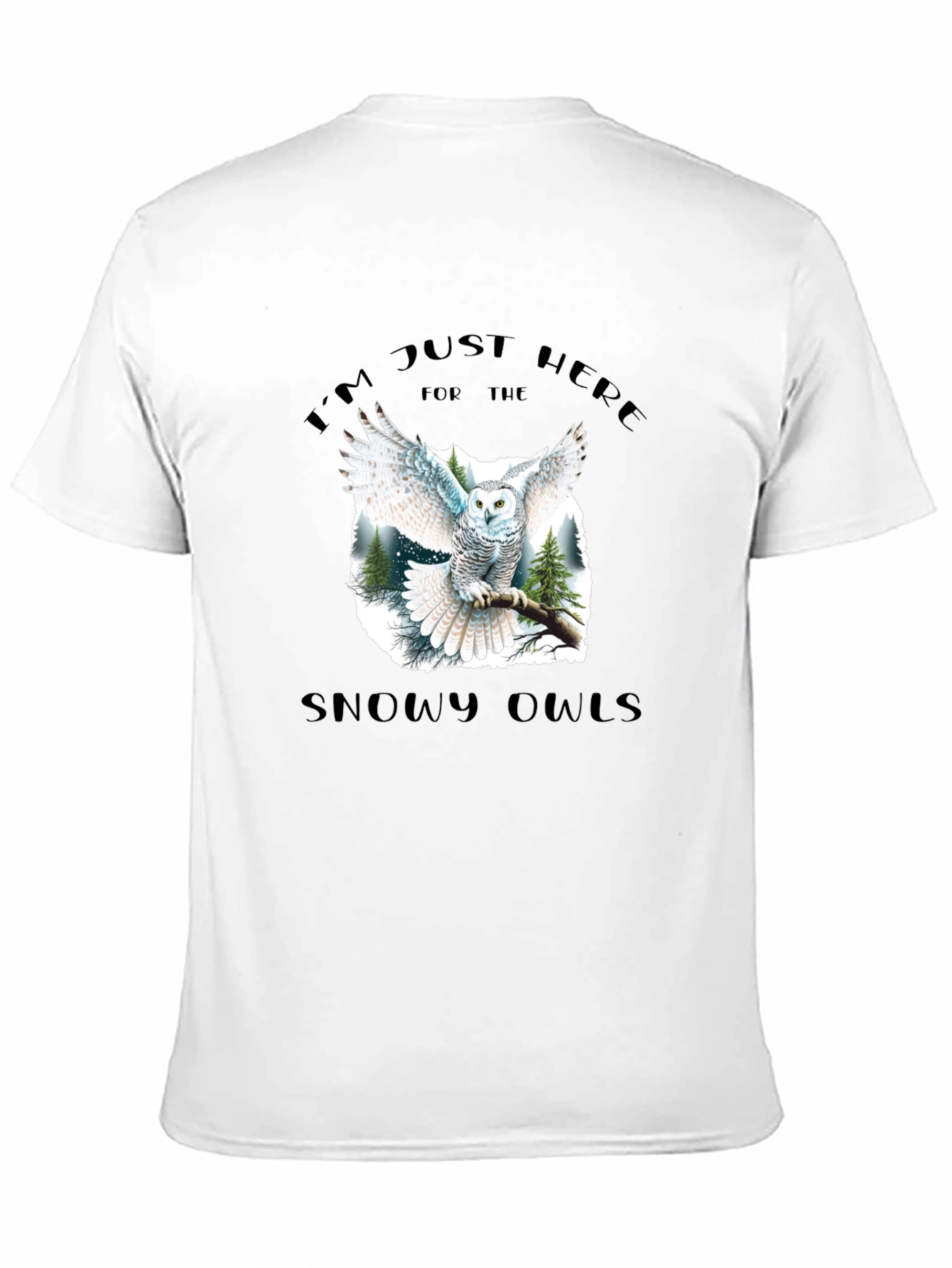 Snowy Owls Graphic Black T-Shirt