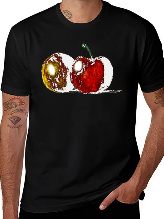 Fruit Print Black Crew Neck T-Shirt
