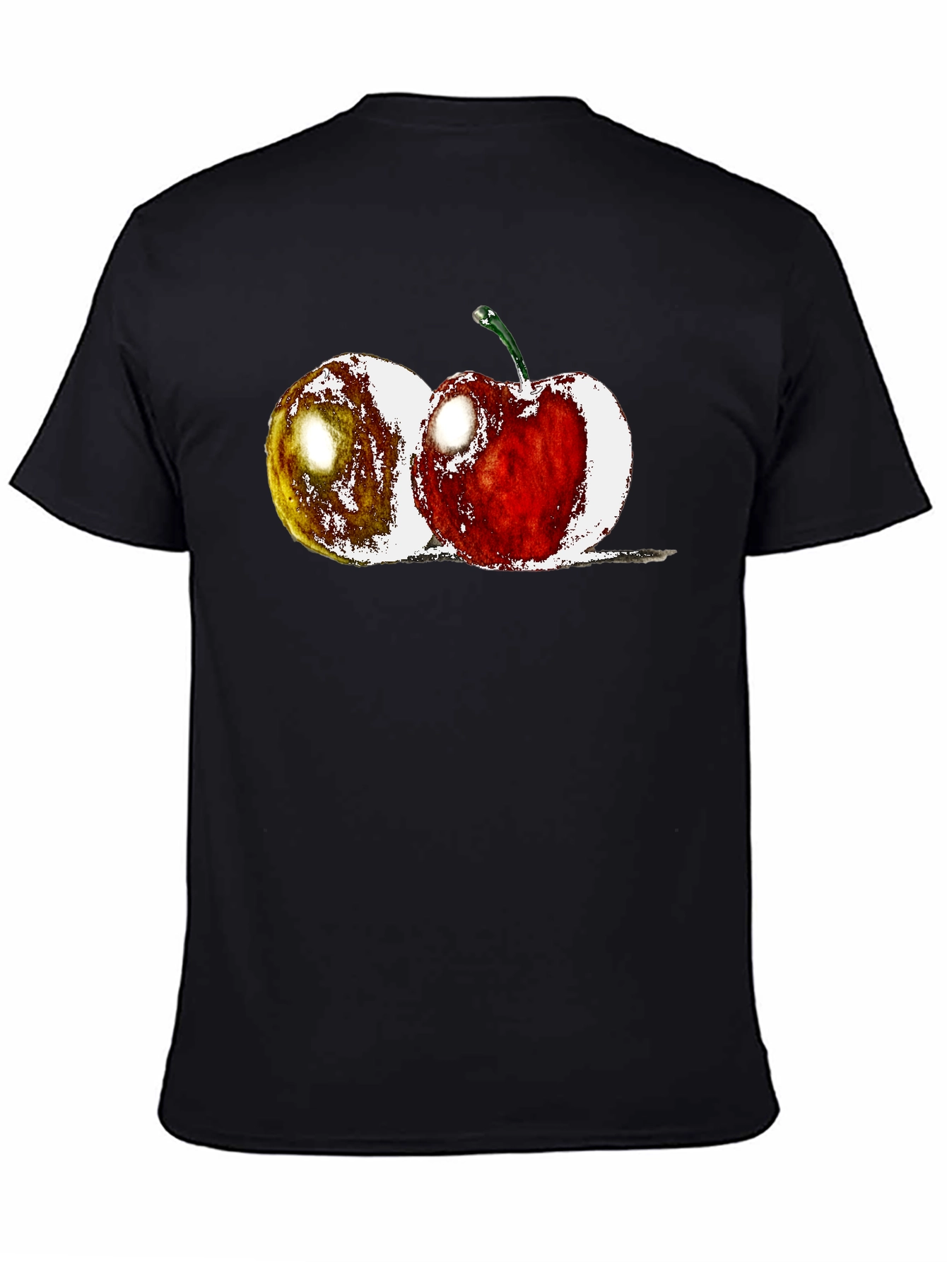 Fruit Print Black Crew Neck T-Shirt