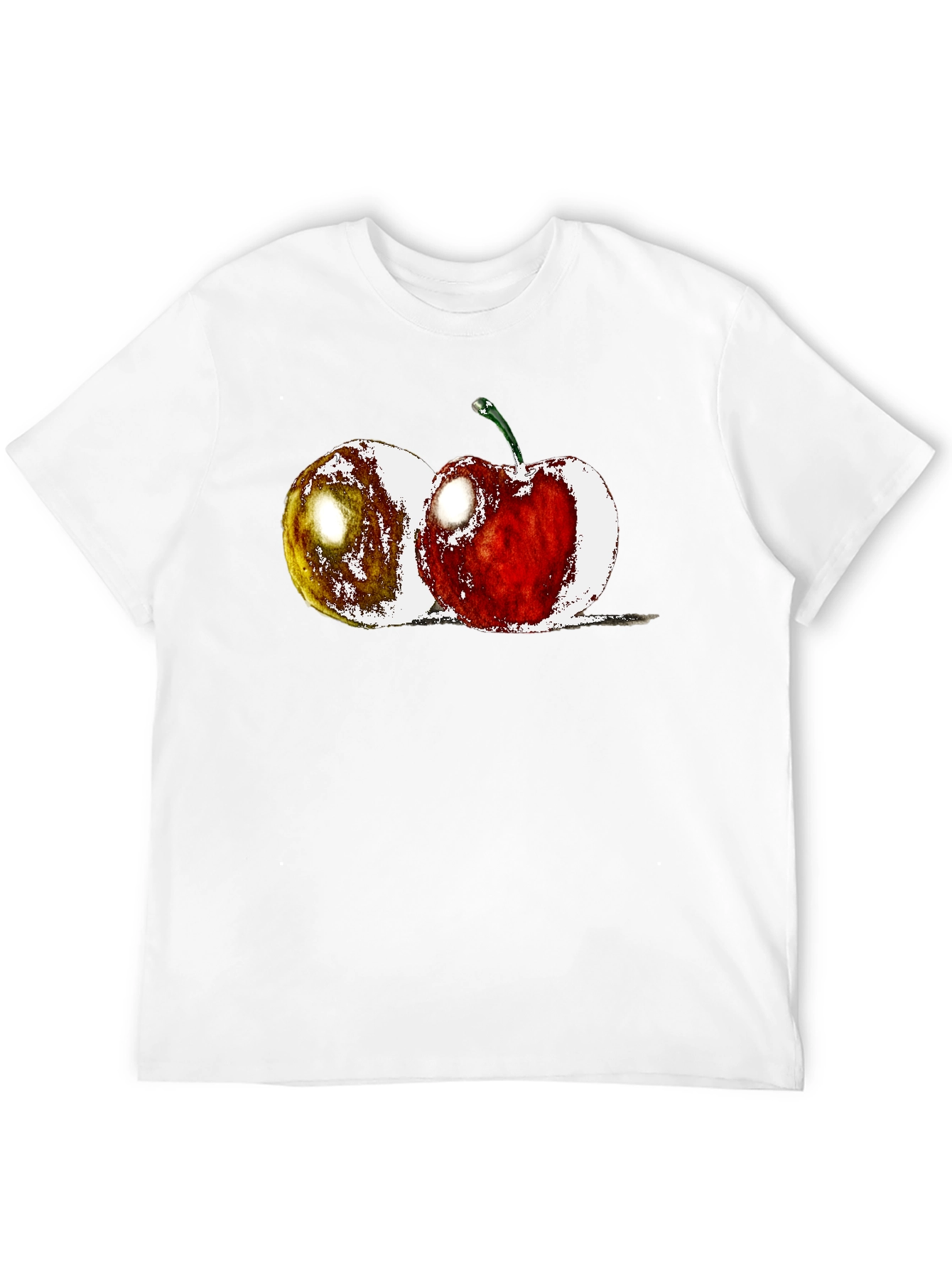 Fruit Print Black Crew Neck T-Shirt