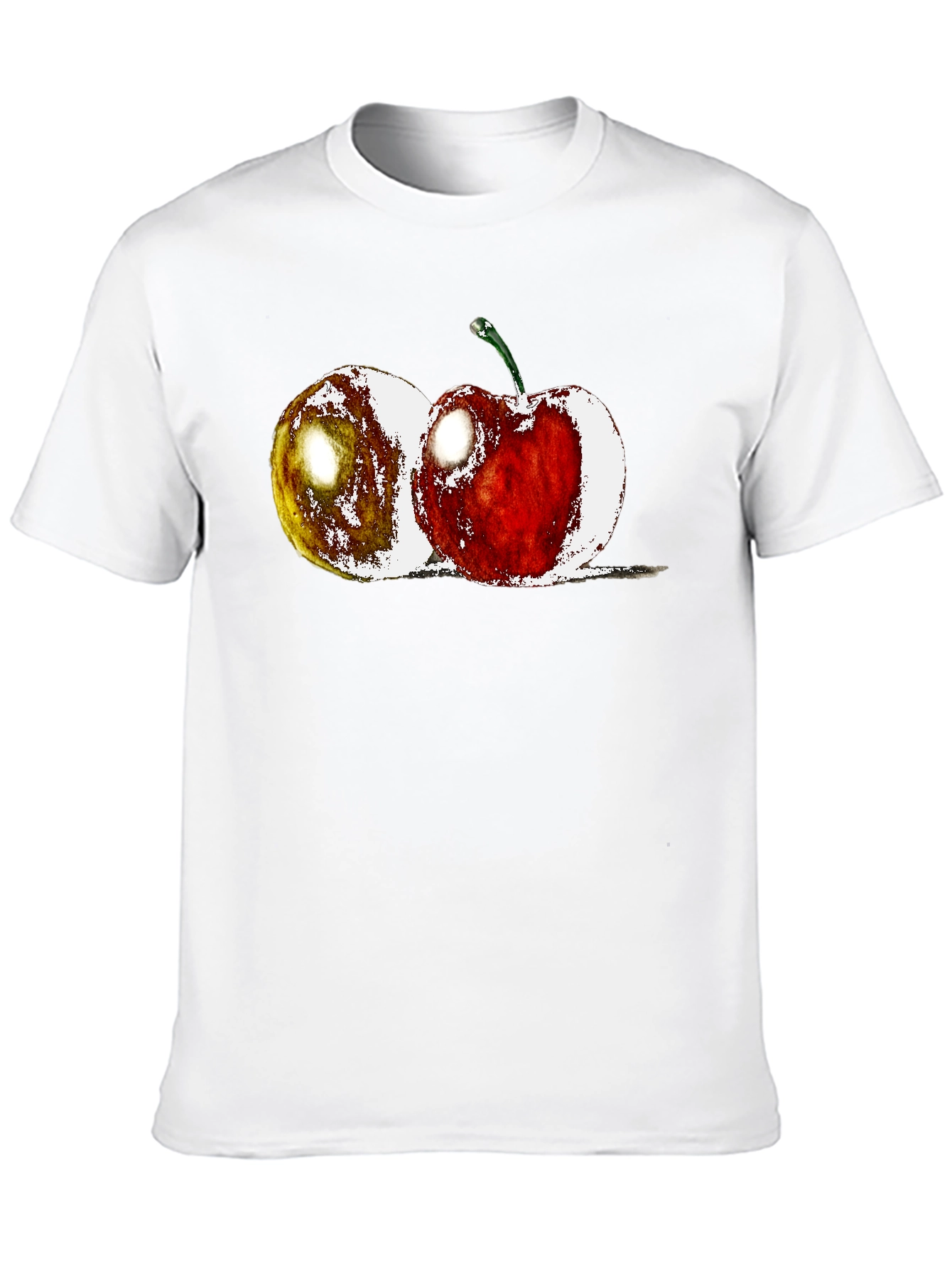 Fruit Print Black Crew Neck T-Shirt