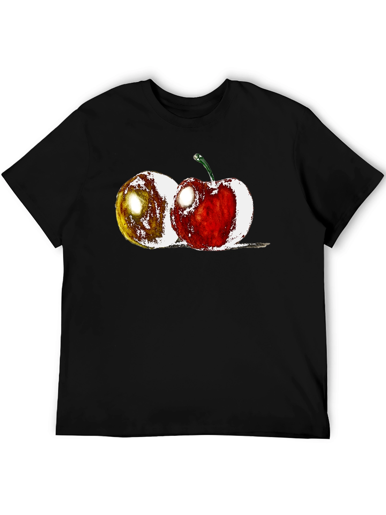 Fruit Print Black Crew Neck T-Shirt