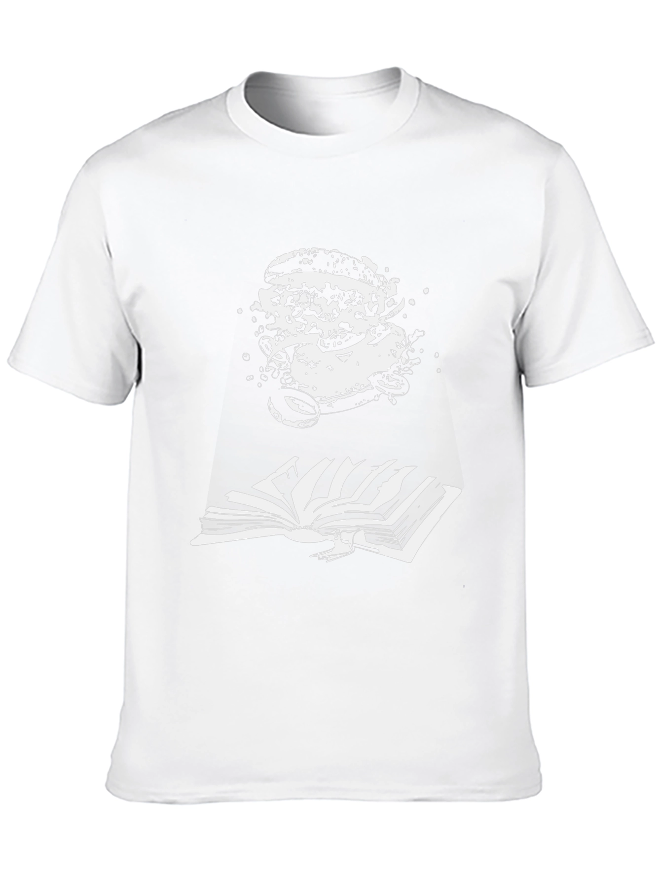 Black Graphic Tee - Burger & Book Design