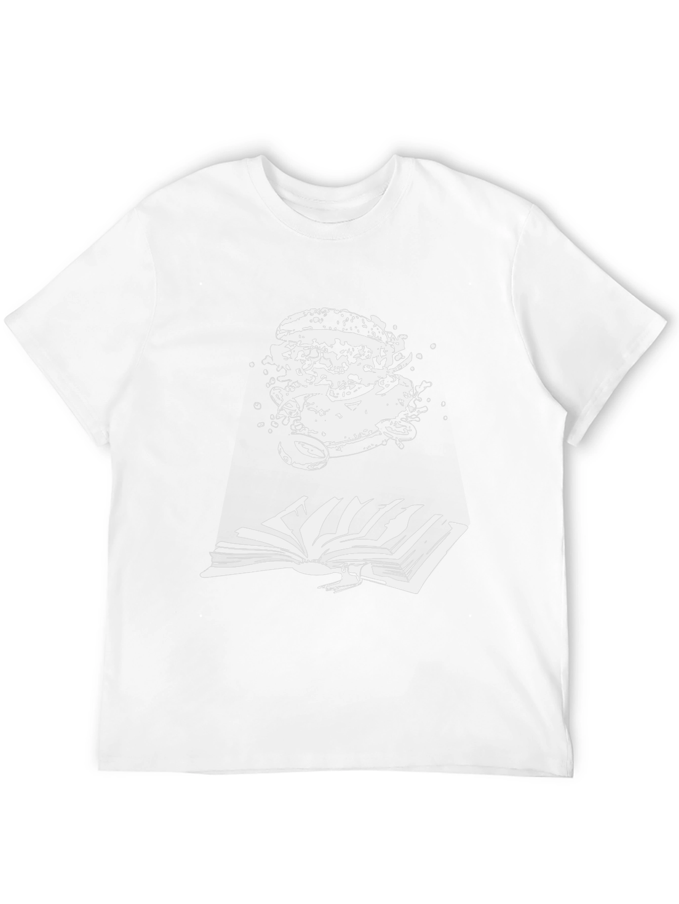 Black Graphic Tee - Burger & Book Design