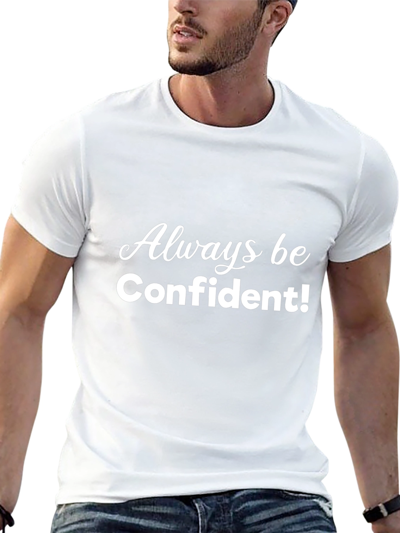Always Be Confident! Black Graphic Tee Shirt