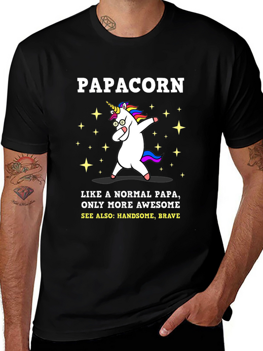 Papacorn Awesome Papa T-Shirt - Unicorn Dad Tee