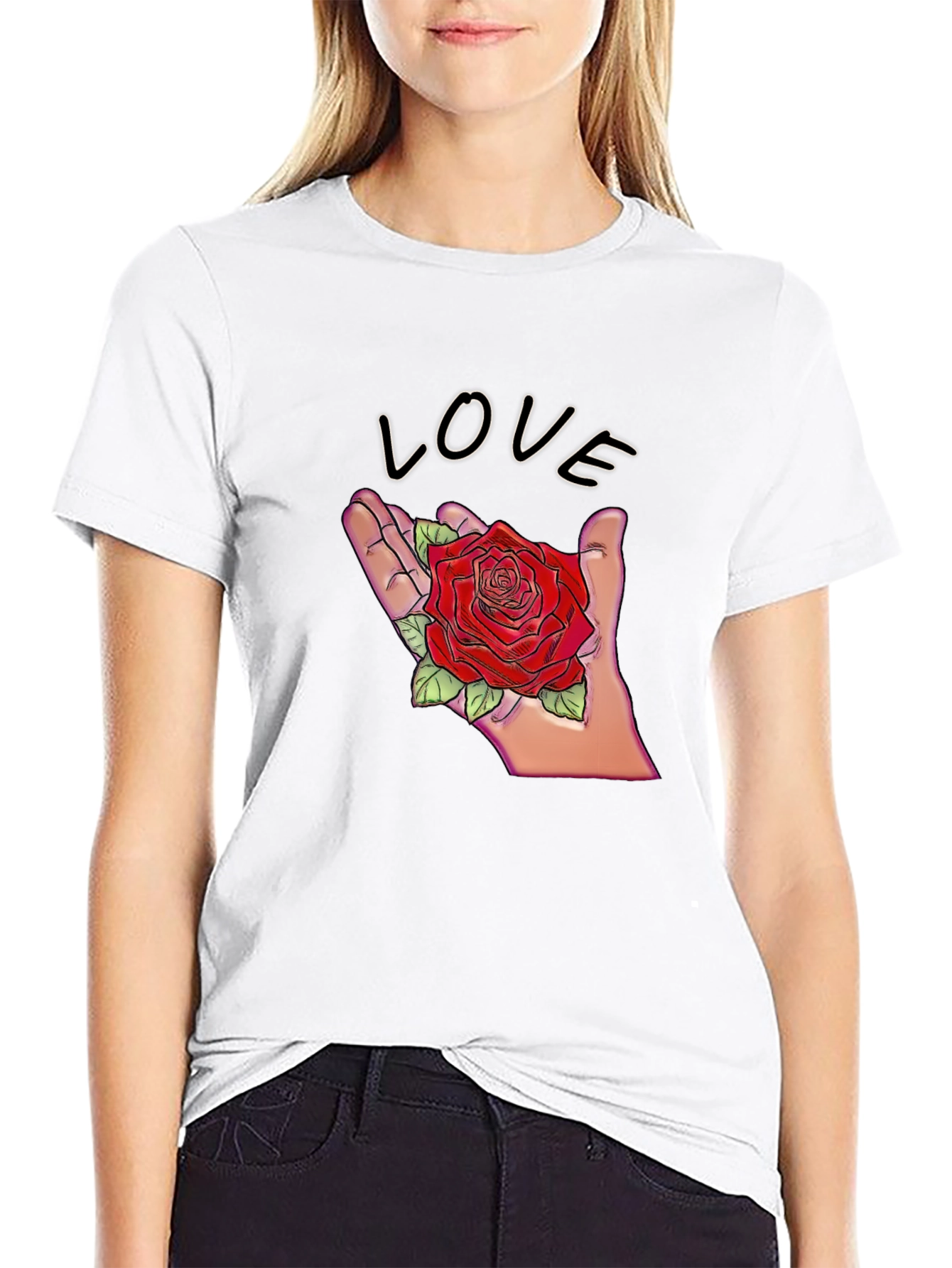 Love Rose Graphic T-Shirt - Romantic Design