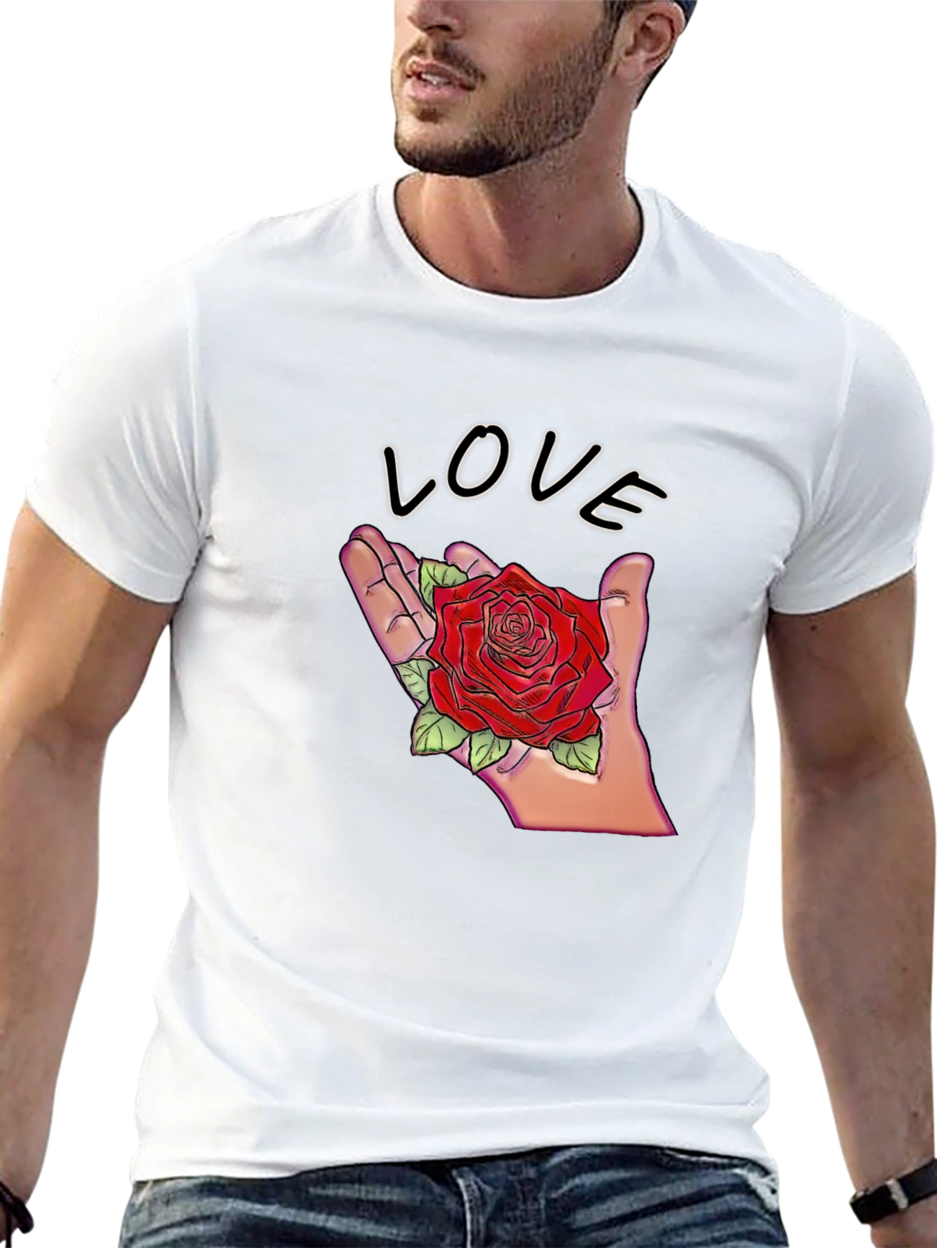 Love Rose Graphic T-Shirt - Romantic Design