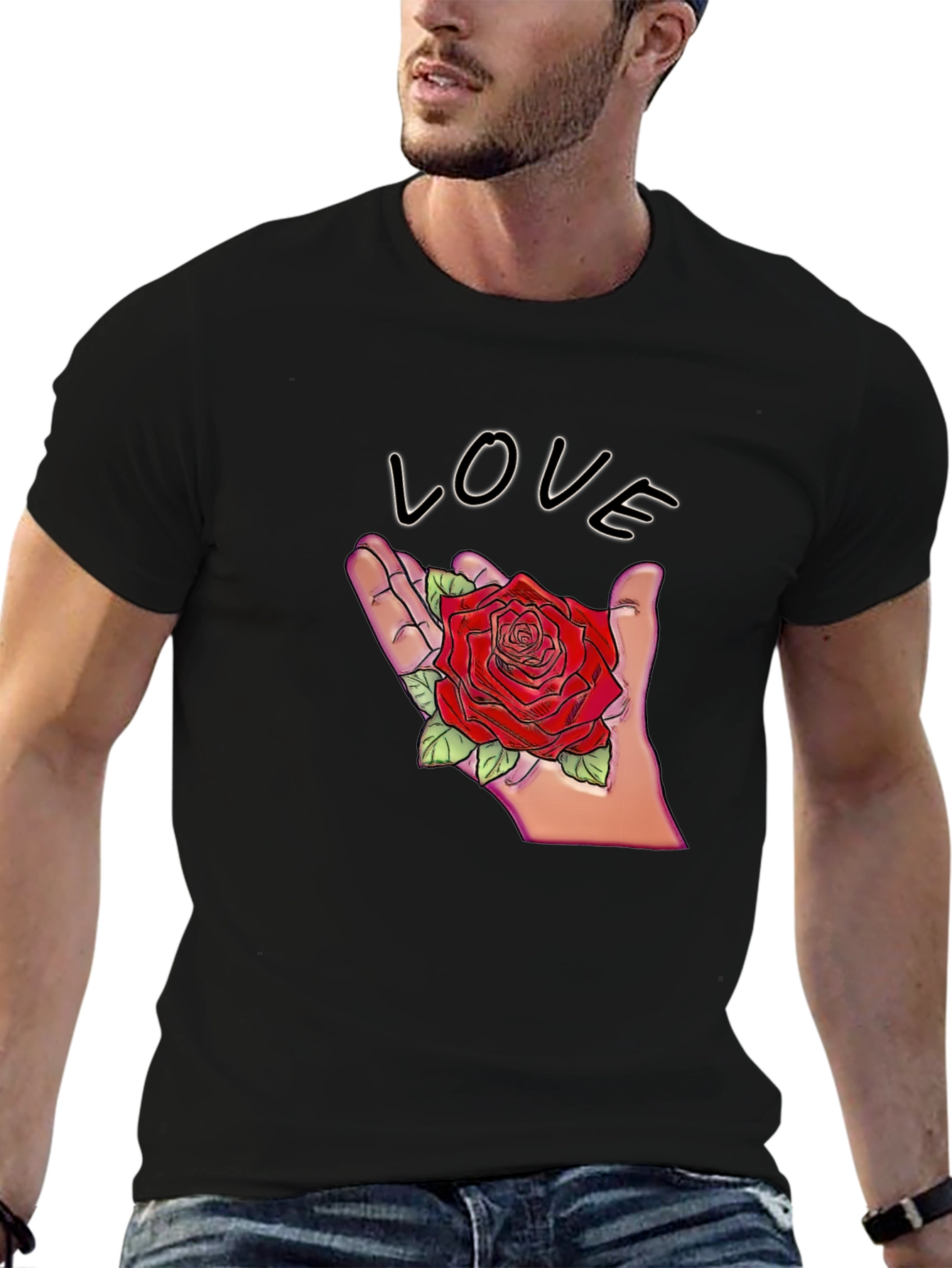 Love Rose Graphic T-Shirt - Romantic Design