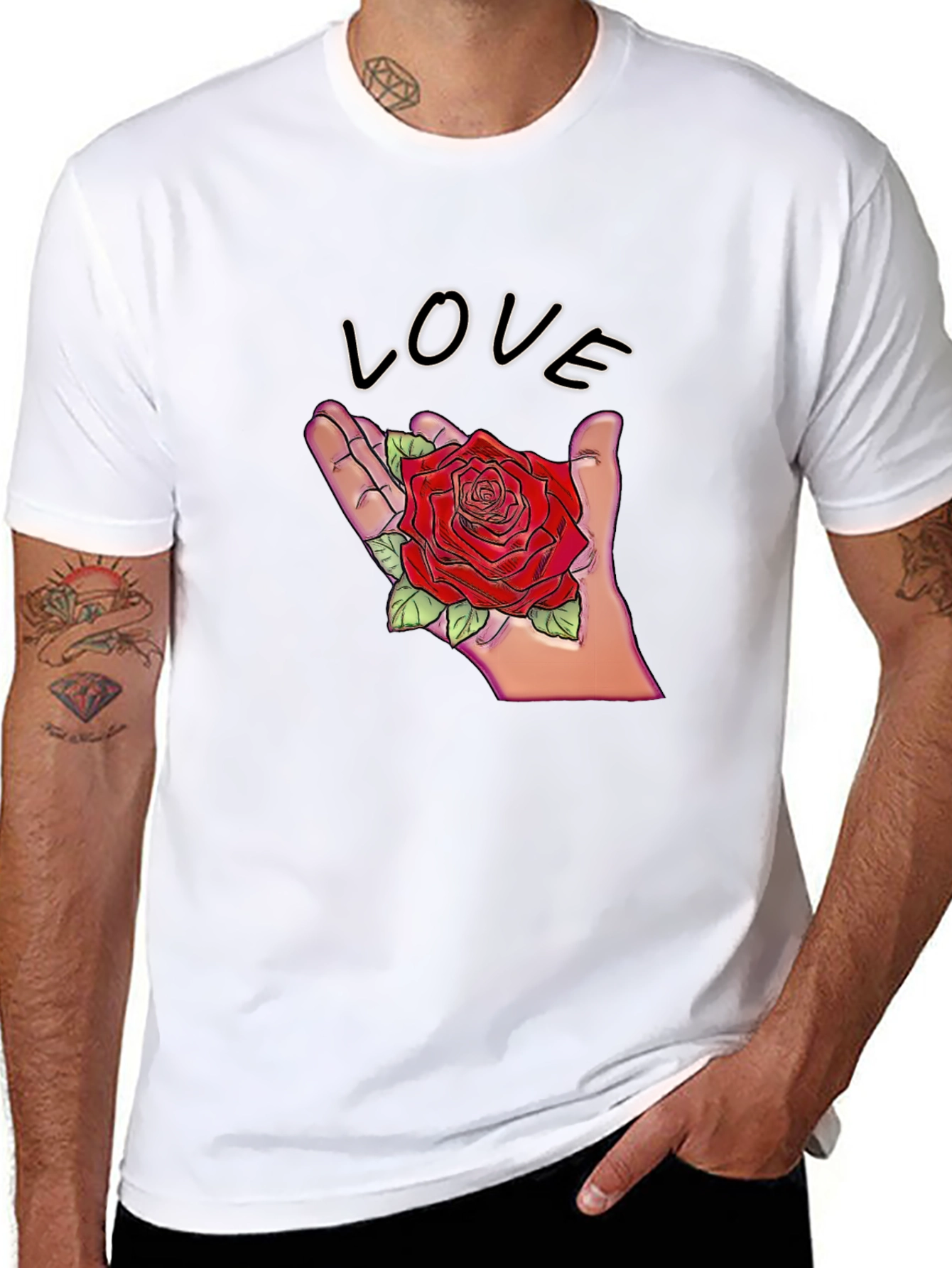 Love Rose Graphic T-Shirt - Romantic Design