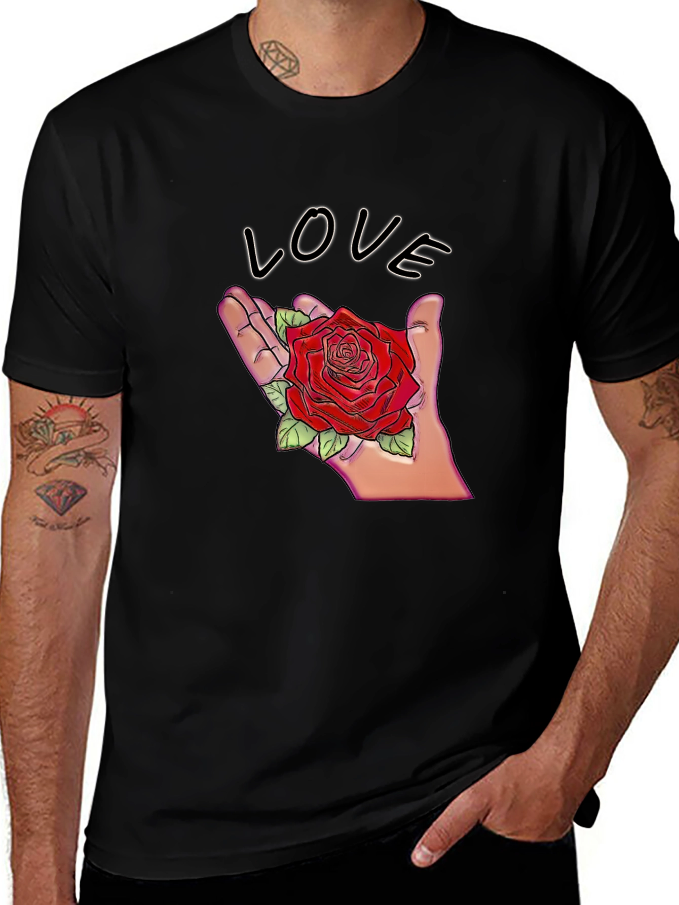 Love Rose Graphic T-Shirt - Romantic Design