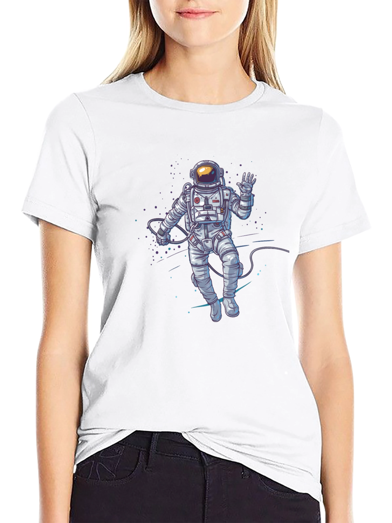 Astronaut Graphic Print T-Shirt - Black