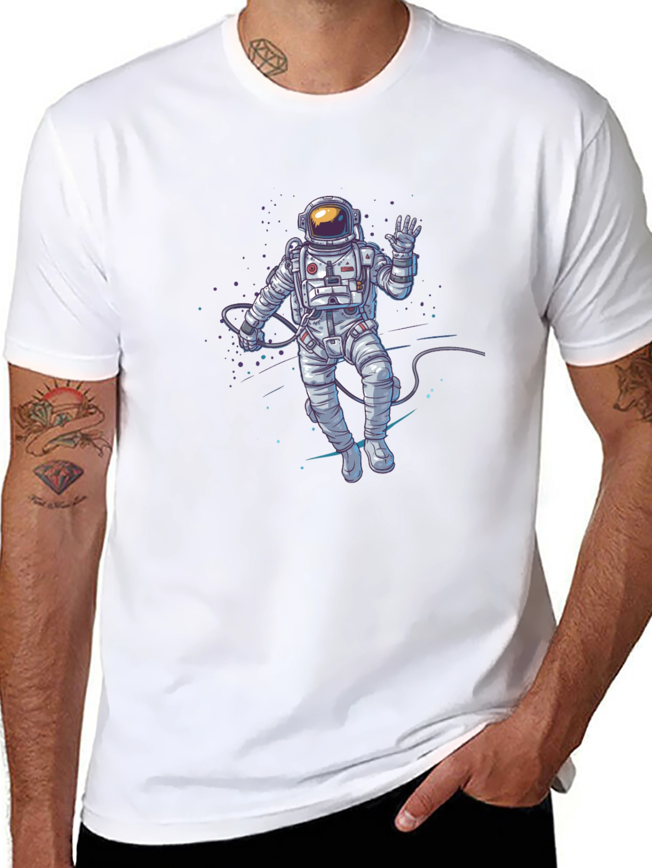 Astronaut Graphic Print T-Shirt - Black