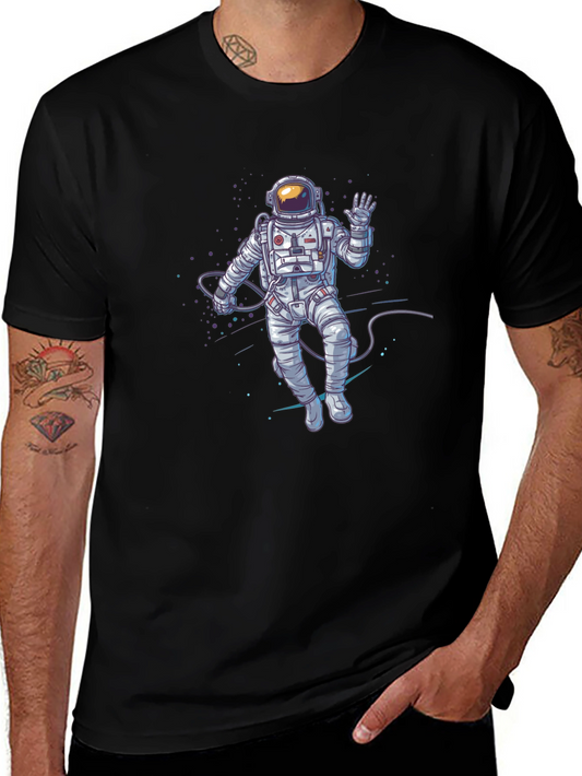 Astronaut Graphic Print T-Shirt - Black